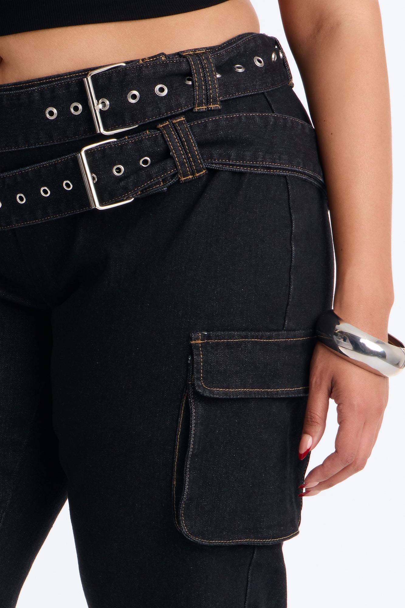Top Secret Low Rise Skinny Capri Jeans - Black Wash