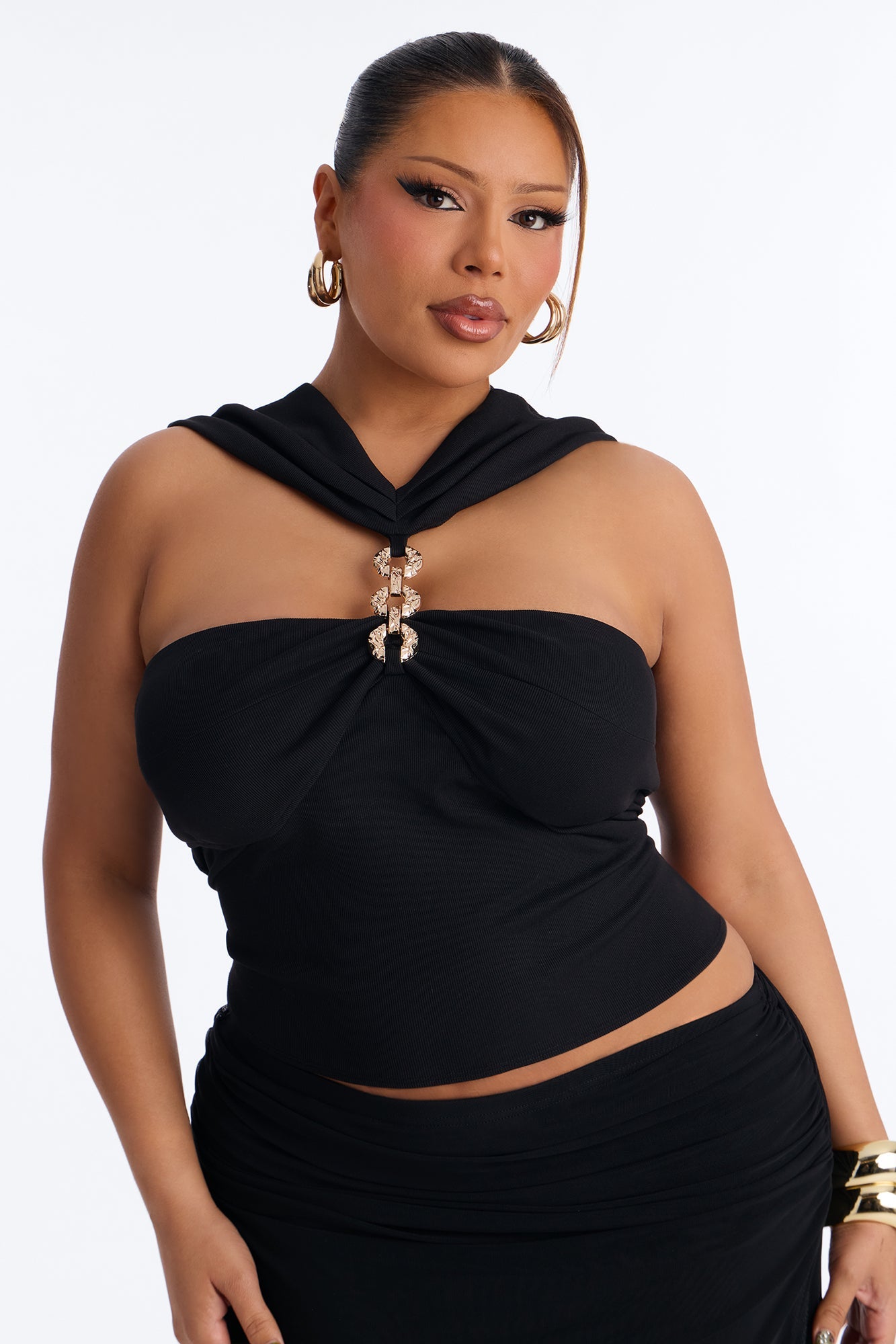Break the Chain Ruched Sleeveless Top - Black