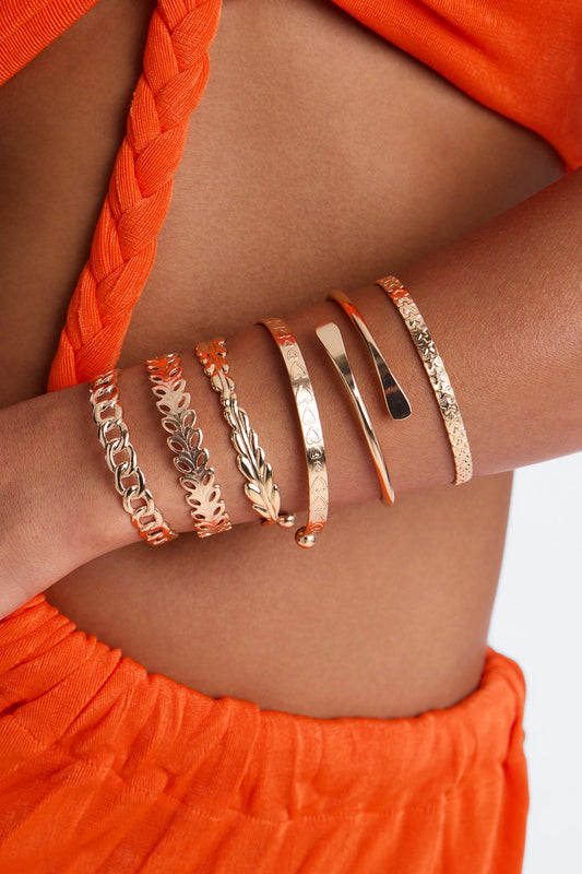Vacation Mode 6 Piece Bangle Set - Gold