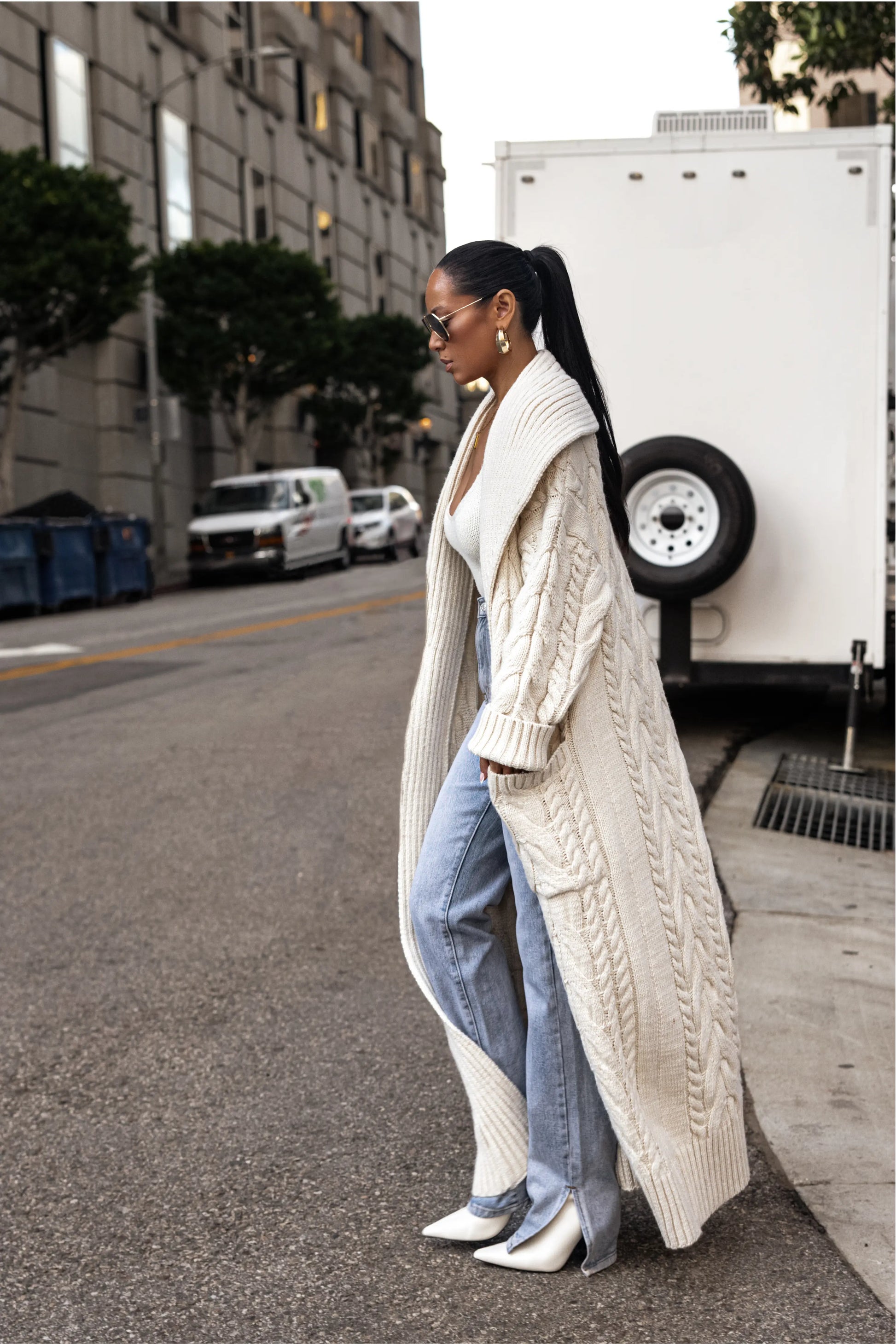 Ivory Upstate Cable Knit Cardigan JLUXLABEL