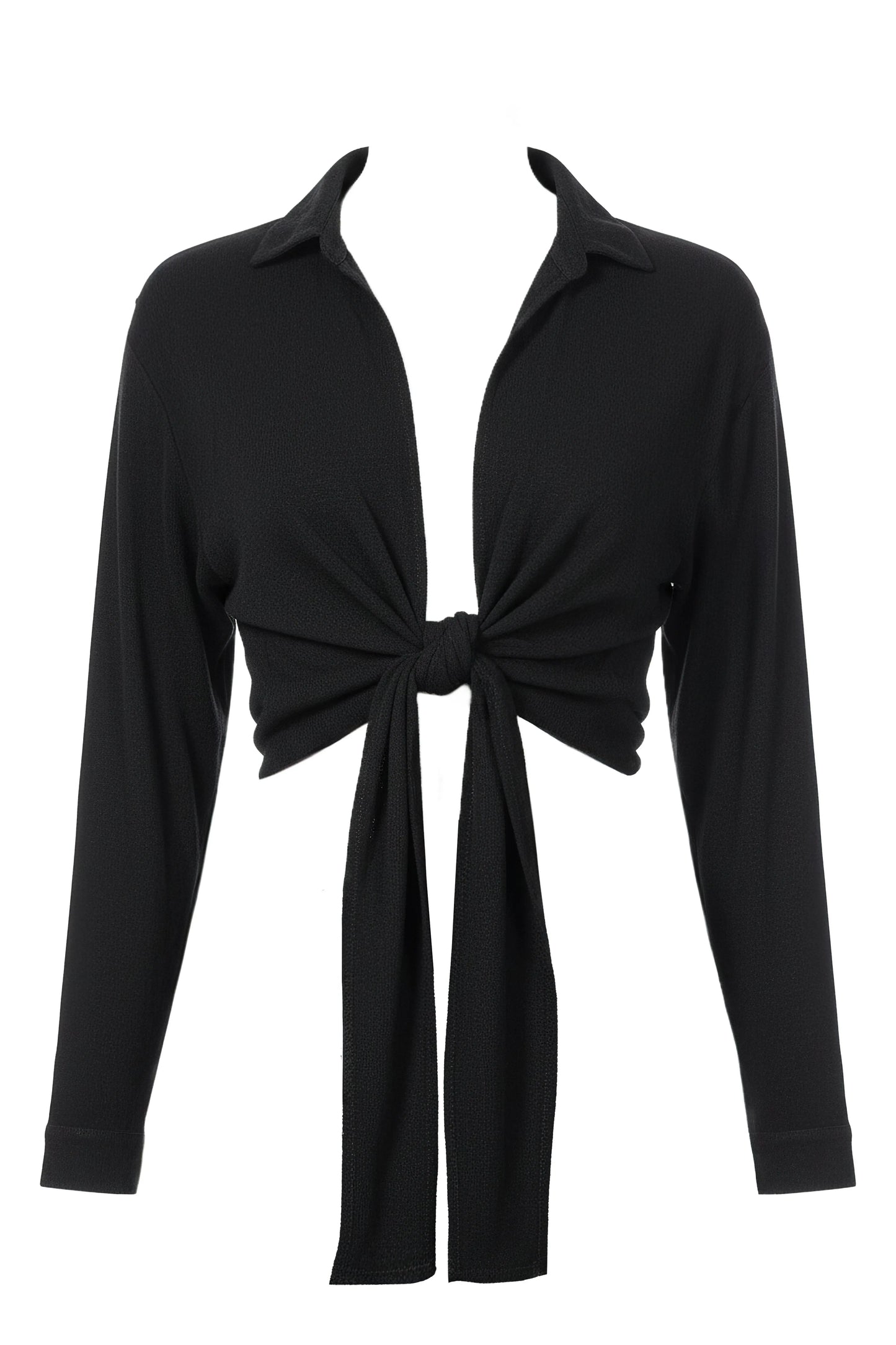 Black Soho Front Tied Woven Top JLUXLABEL