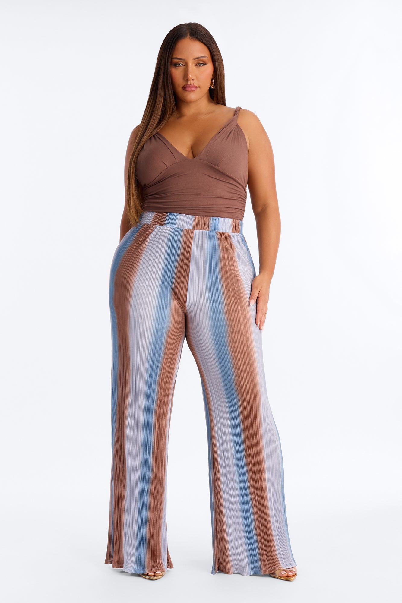 Pure Bliss Printed Plisse Pant - Royal/combo