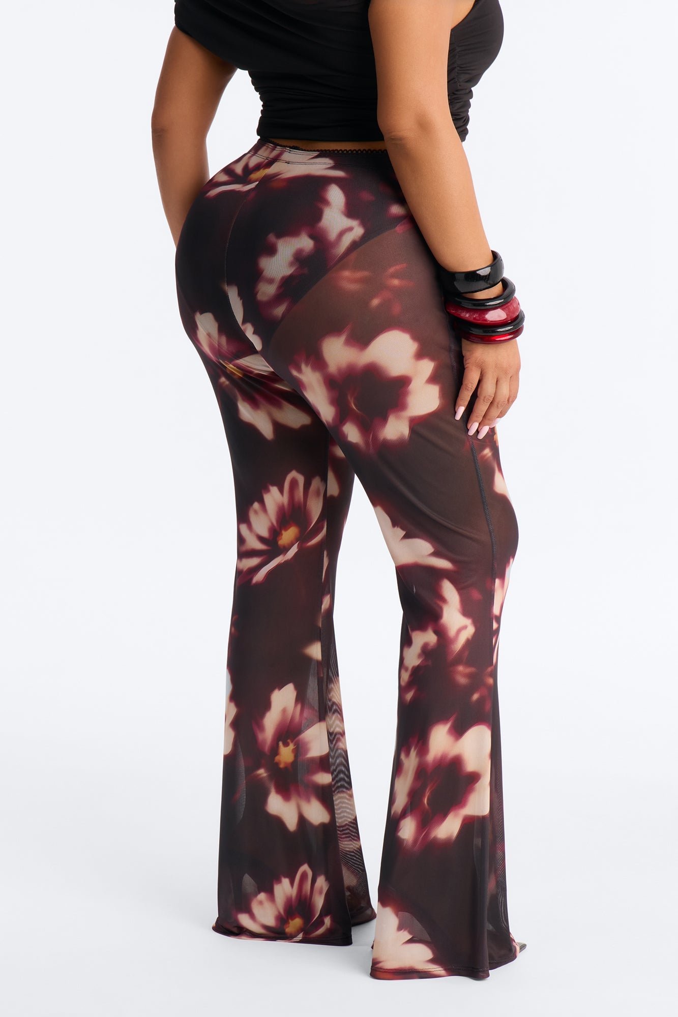 Talk To You Later Mesh Flare Pant - Black/combo