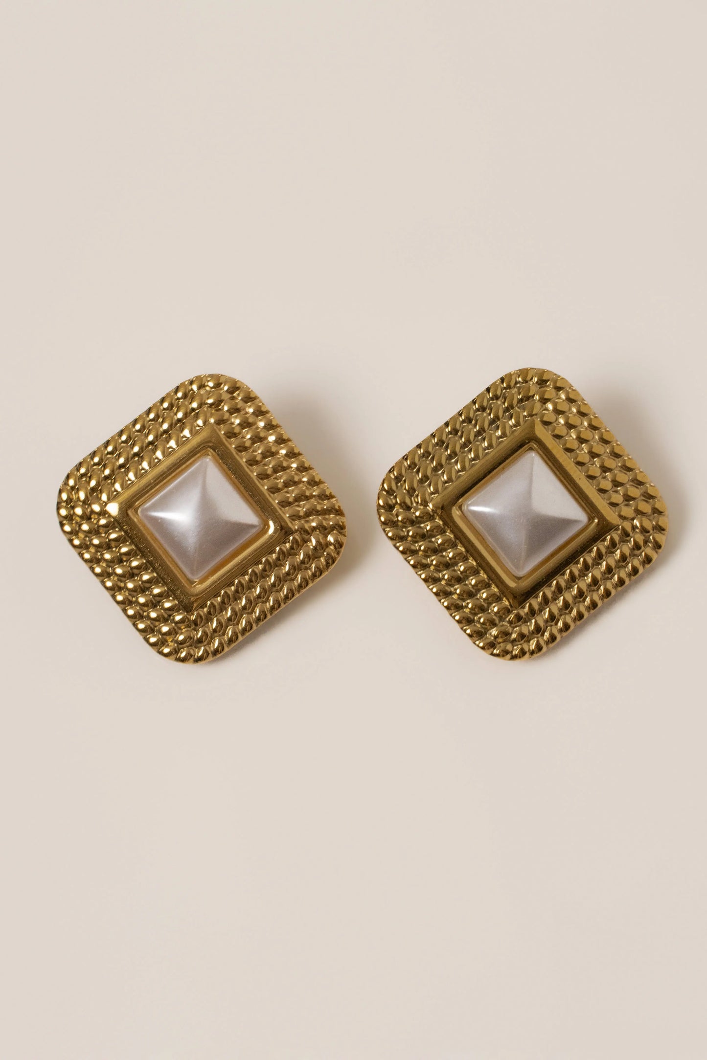 Gold Euro Squared Earrings JLUXLABEL