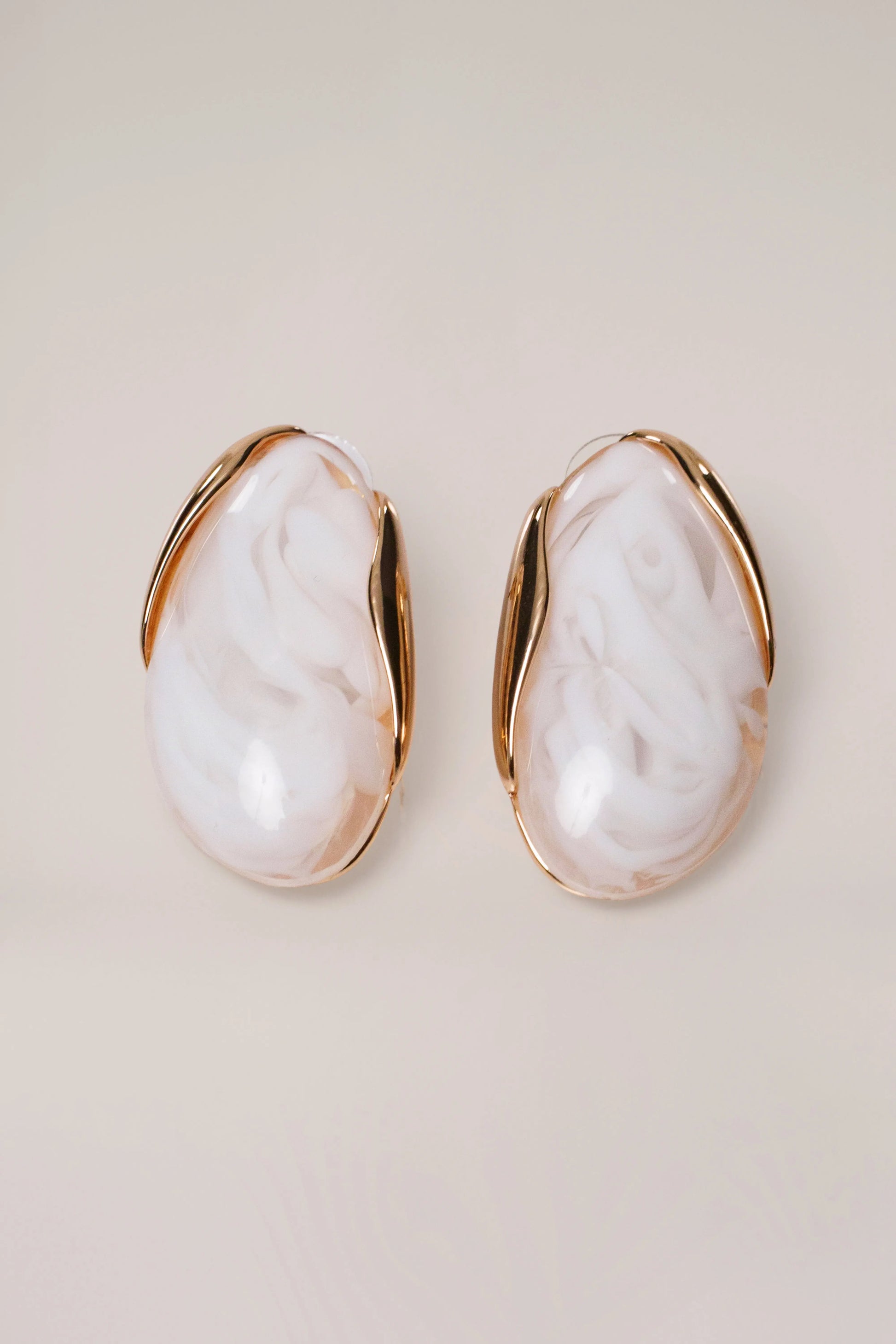Gold Ethereal Marble Studs JLUXLABEL