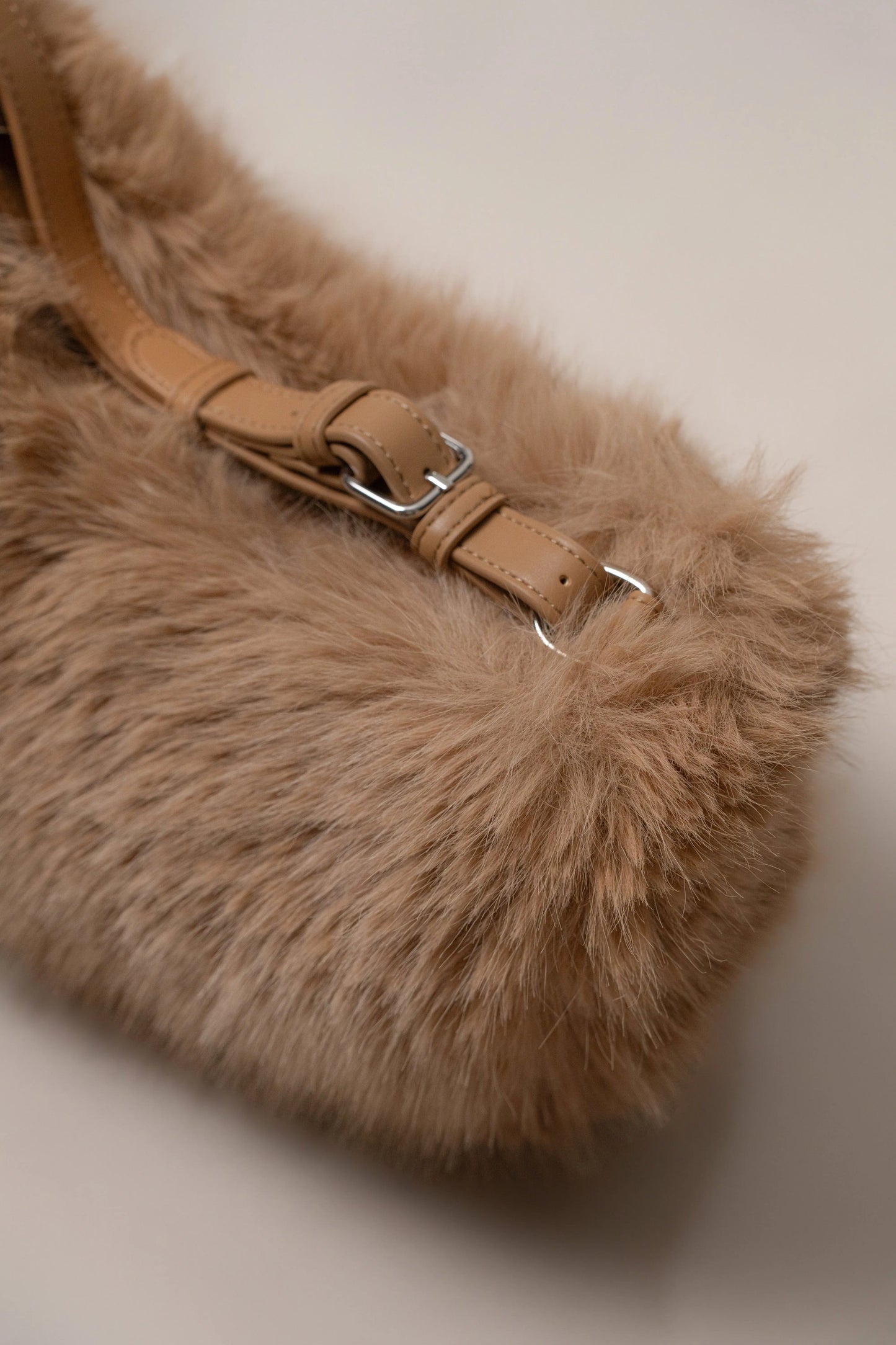 Beige Soft Season Faux Fur Bag JLUXLABEL