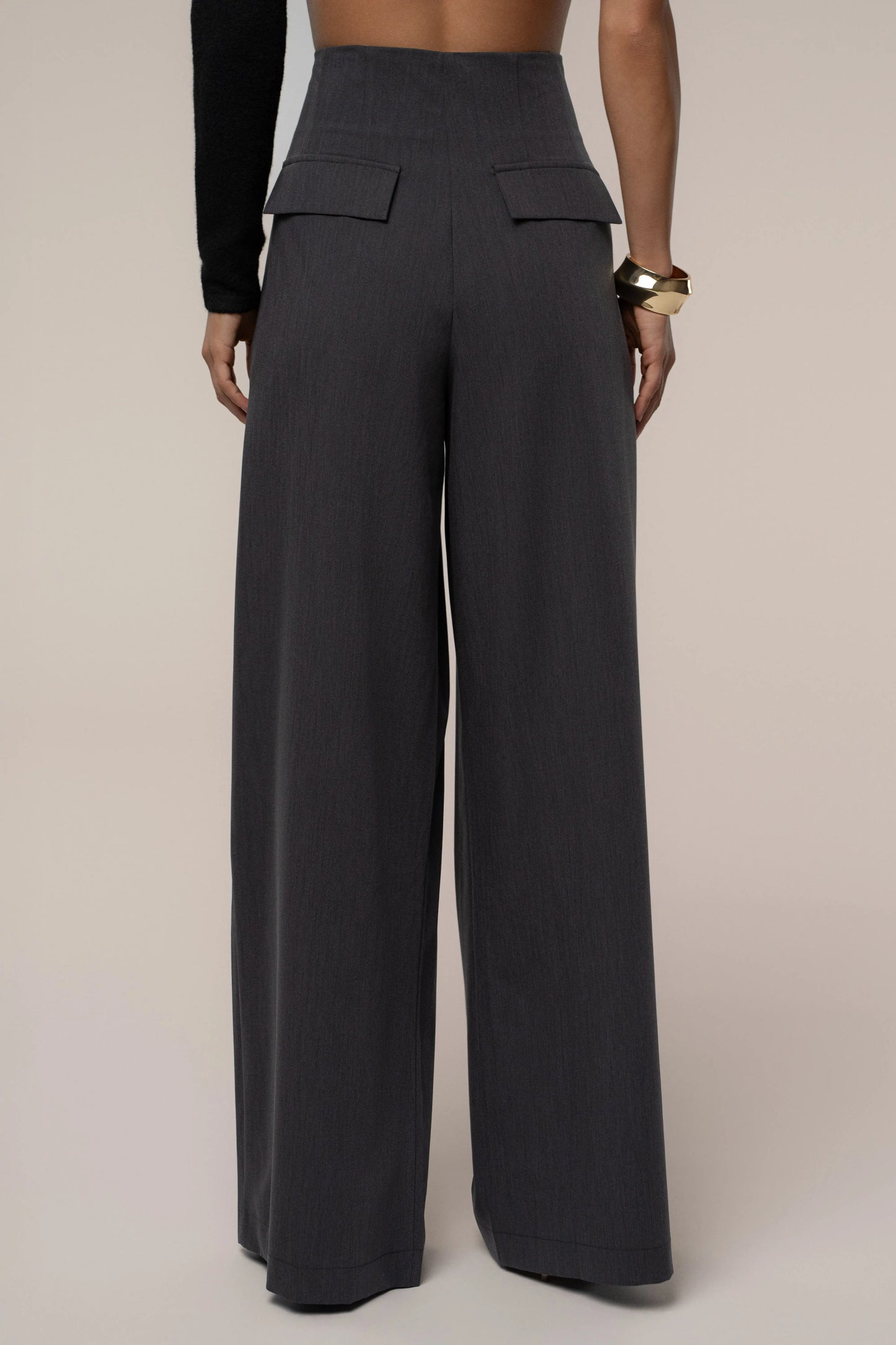 Grey Polished Pleat Trouser JLUXLABEL