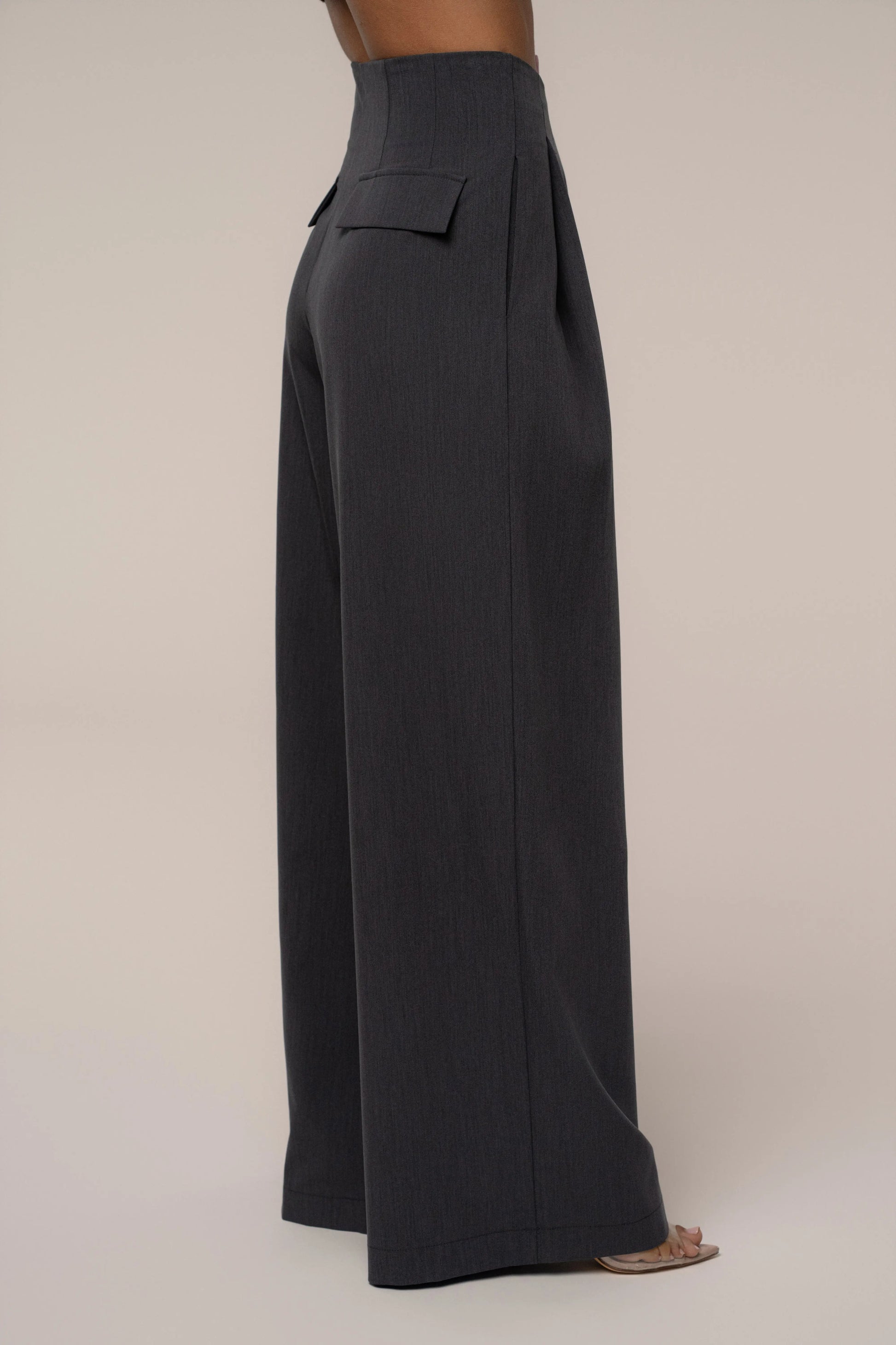 Grey Polished Pleat Trouser JLUXLABEL