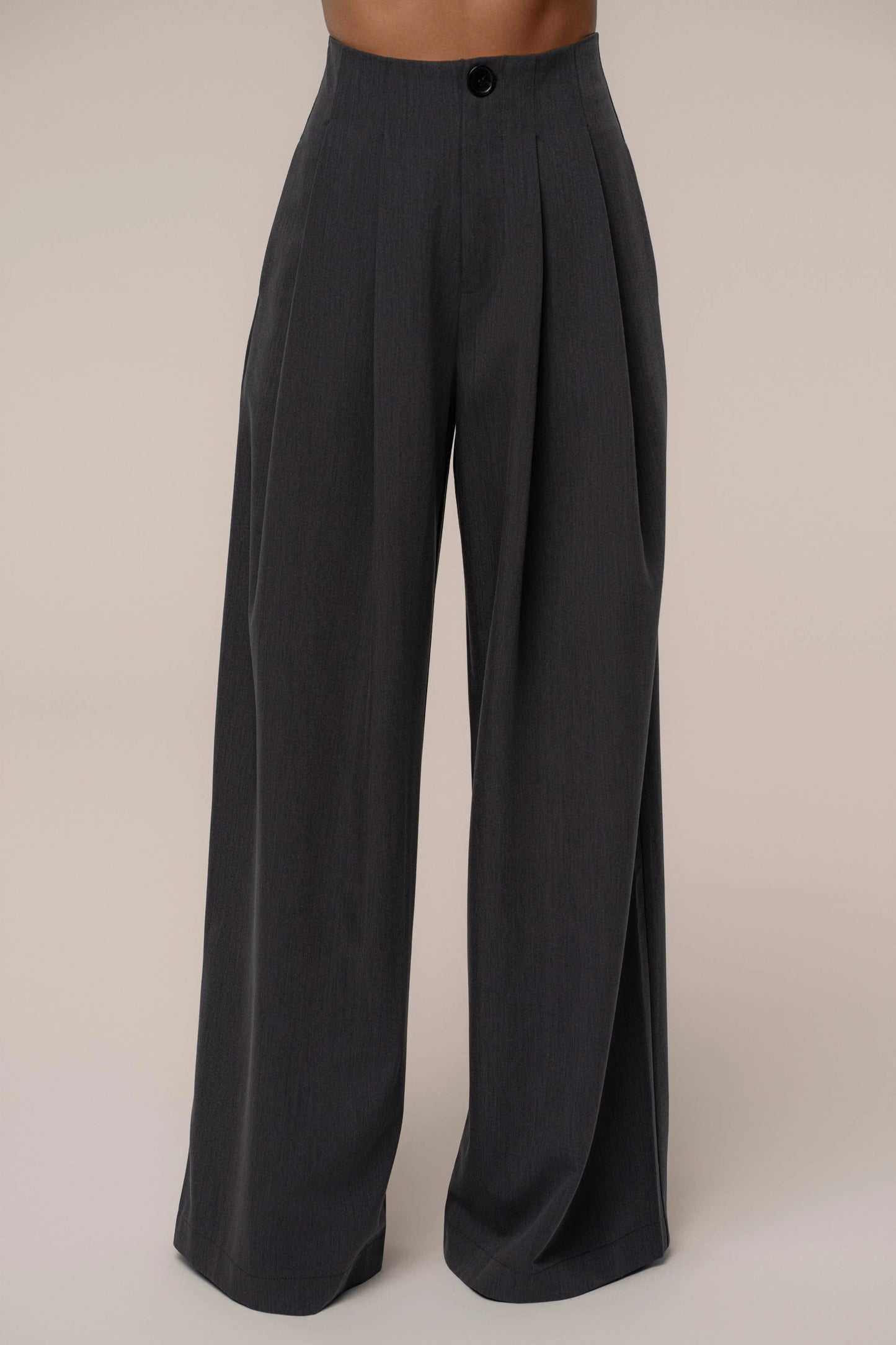 Grey Polished Pleat Trouser JLUXLABEL