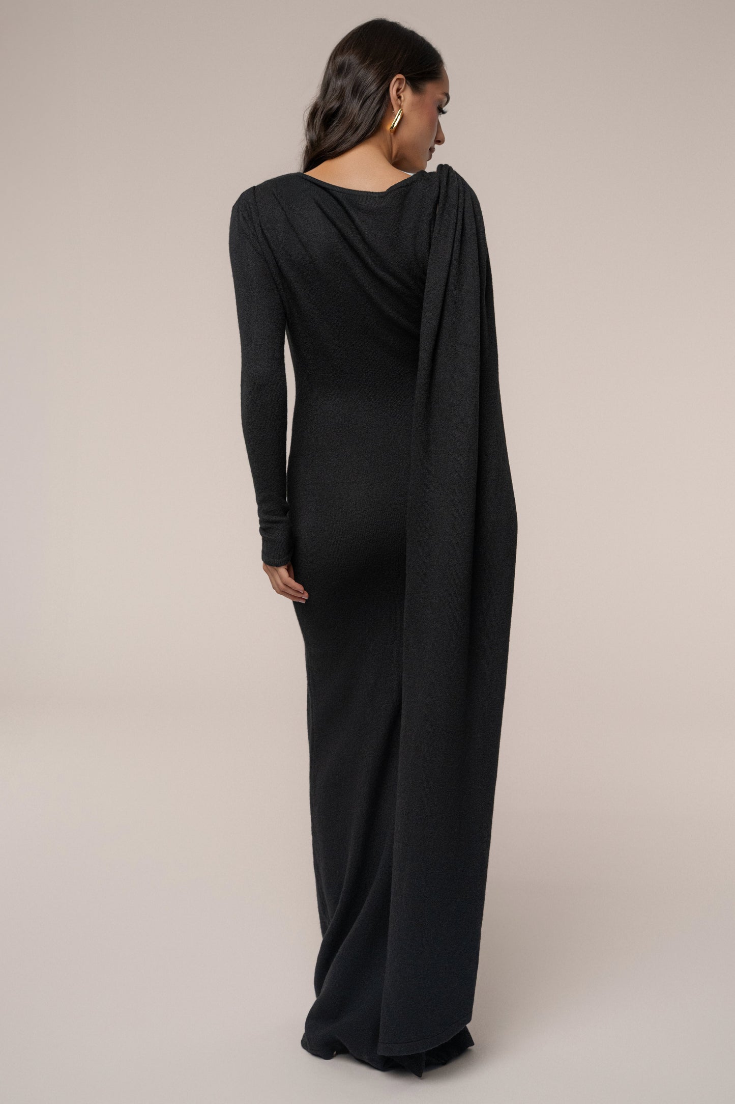 Black Aniza Drape Maxi Dress