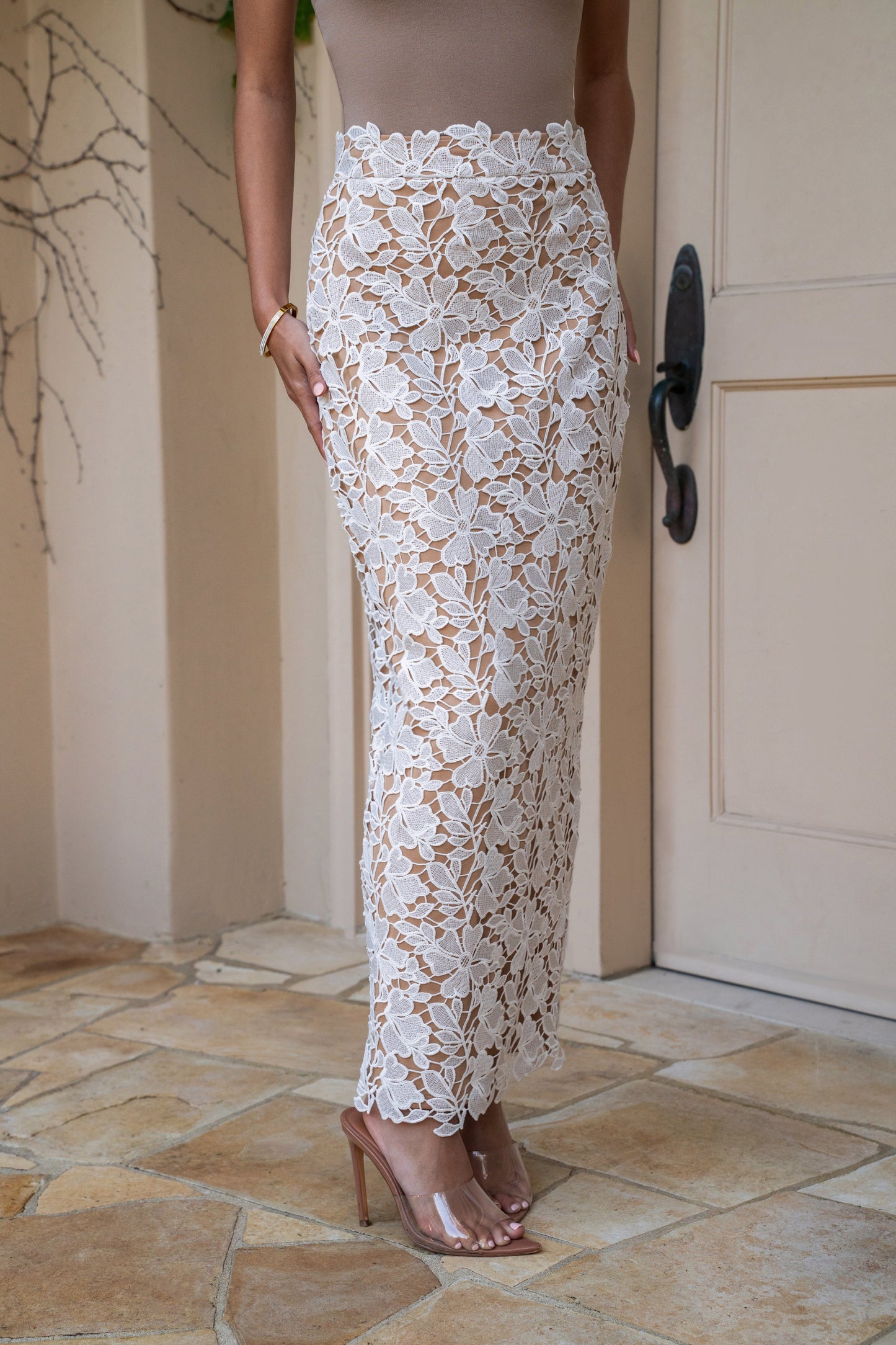 Ivory Lace Romance Maxi Skirt
