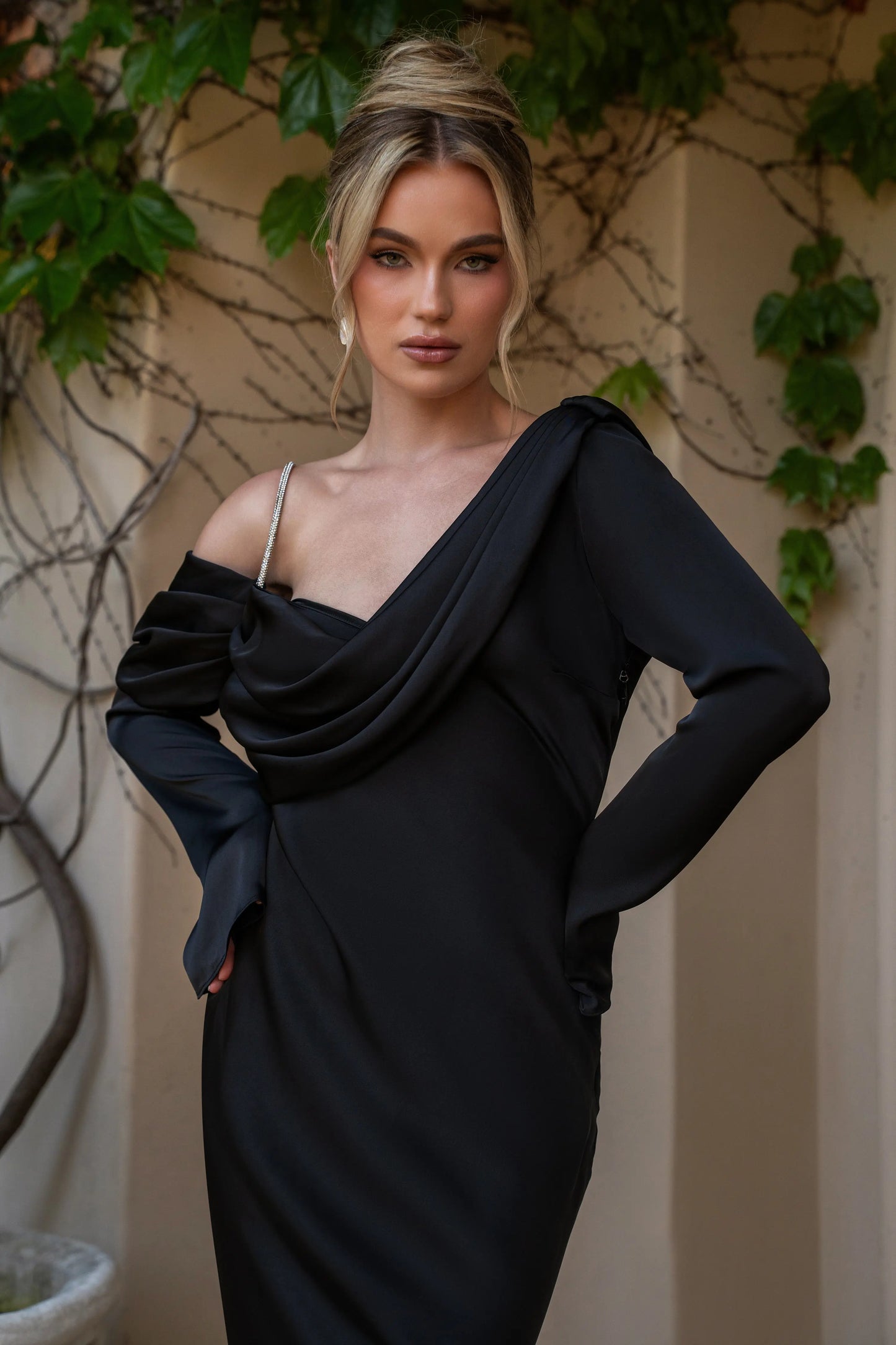 Black One And Only Satin Dress JLUXLABEL