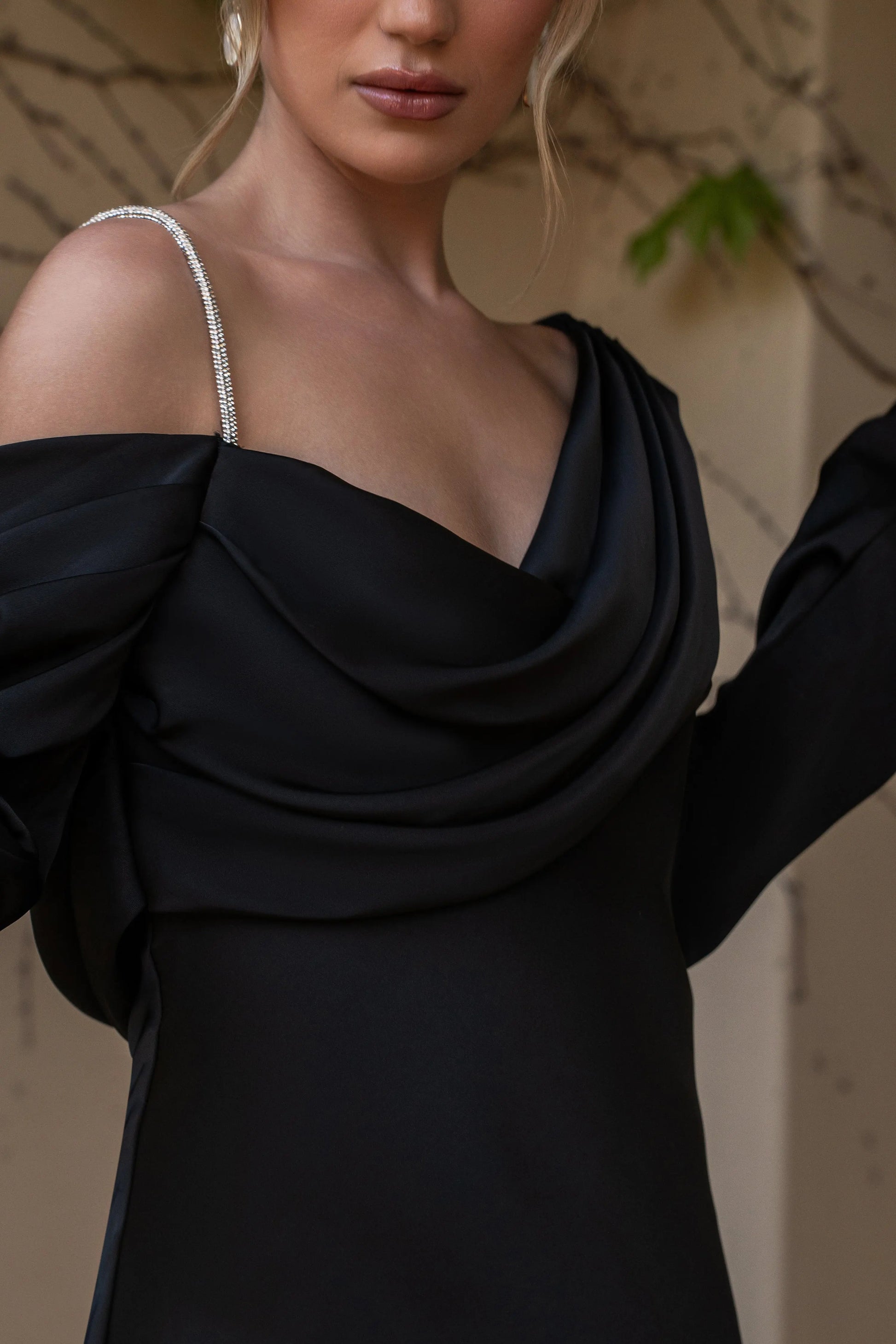 Black One And Only Satin Dress JLUXLABEL