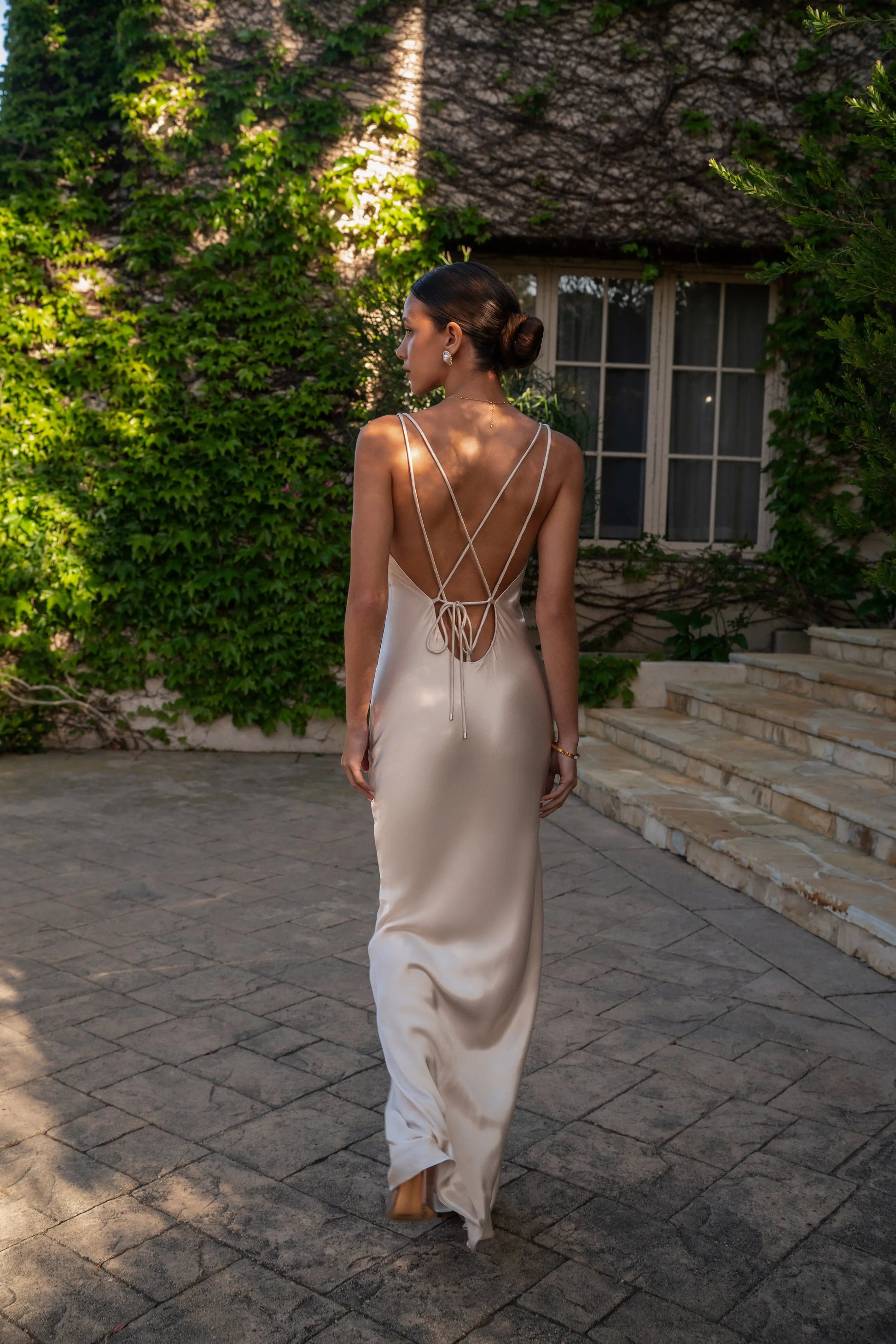 Champagne Promise Of Love Satin Dress JLUXLABEL