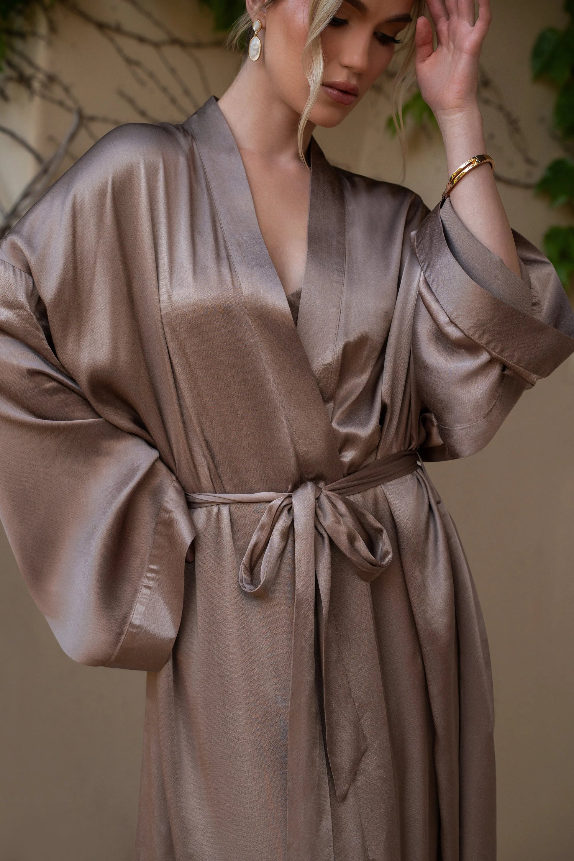 Bronze Forever And Always Satin Robe JLUXLABEL