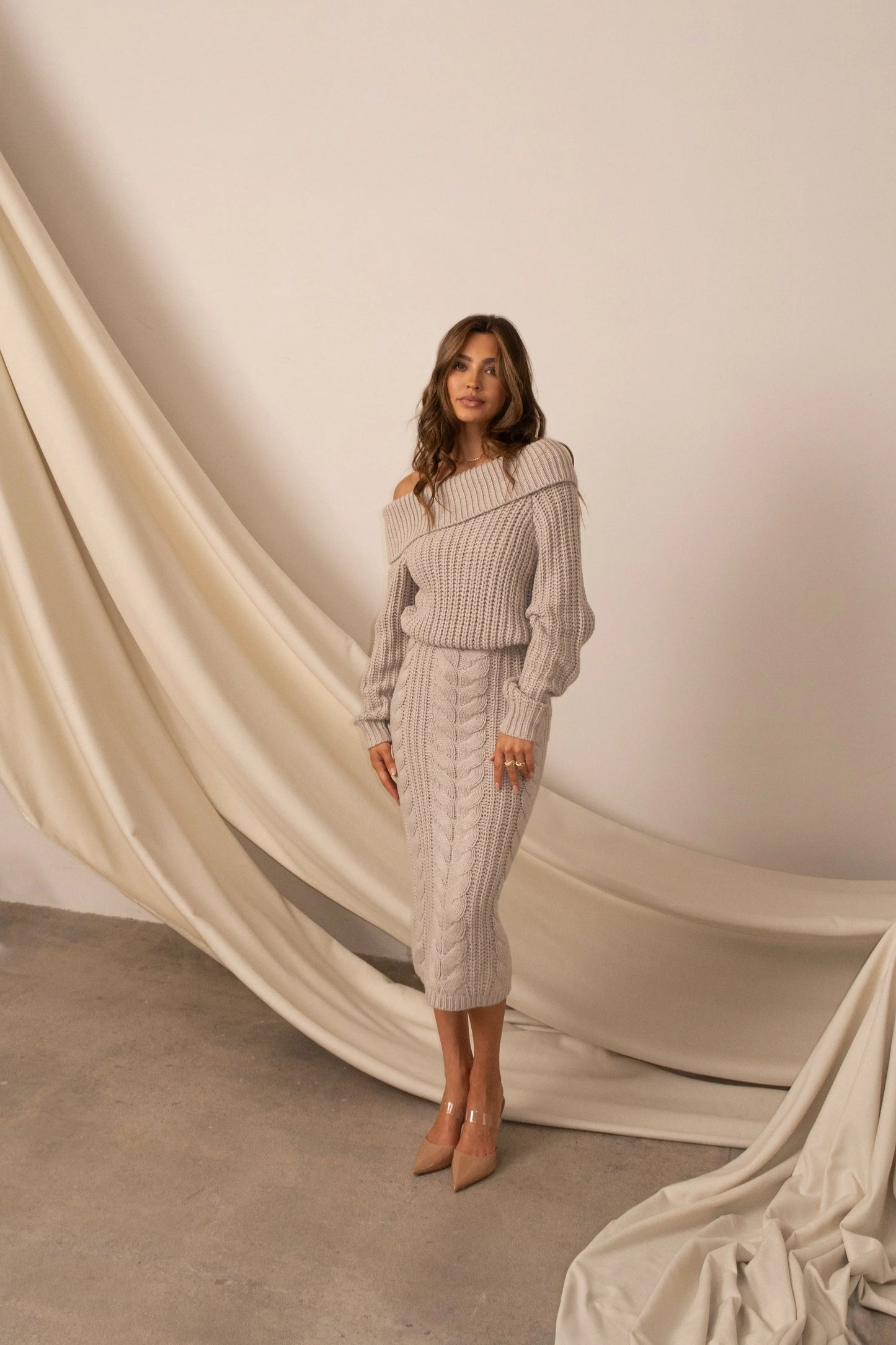 Stone Monette Cable Knit Dress JLUXLABEL