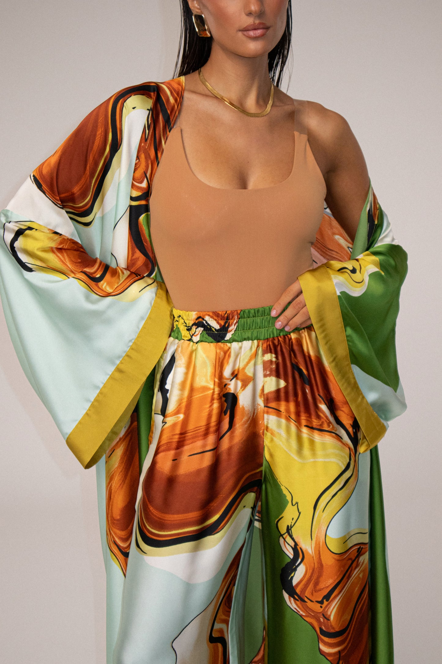 PRE-ORDER Green Tropical Print Nola Maxi Duster