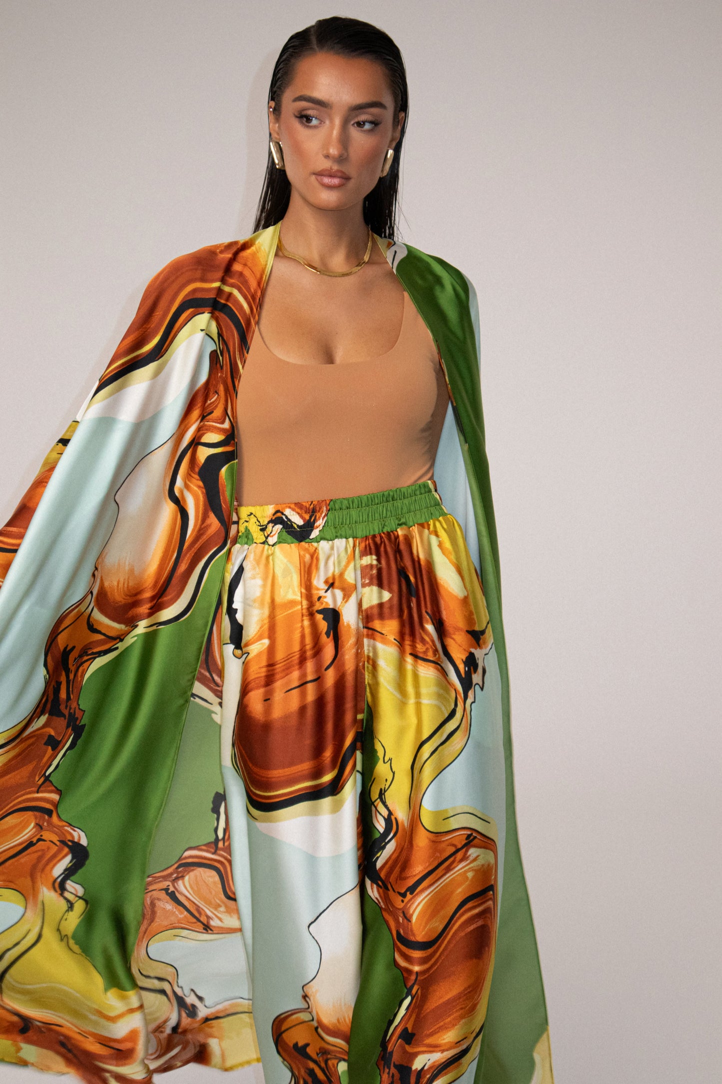 PRE-ORDER Green Tropical Print Nola Maxi Duster