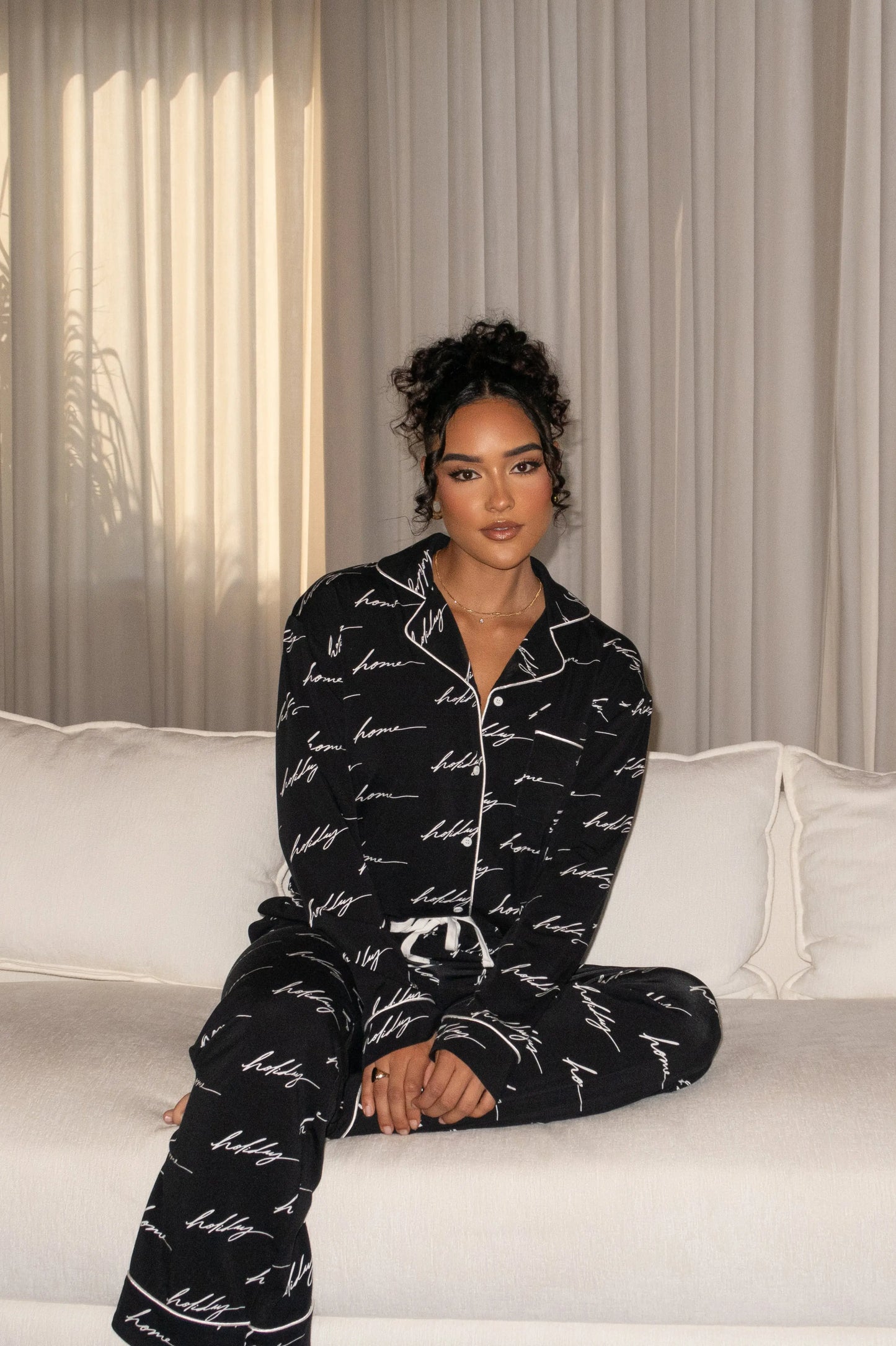 Black Home For The Holidays Adult Pajama Set JLUXLABEL