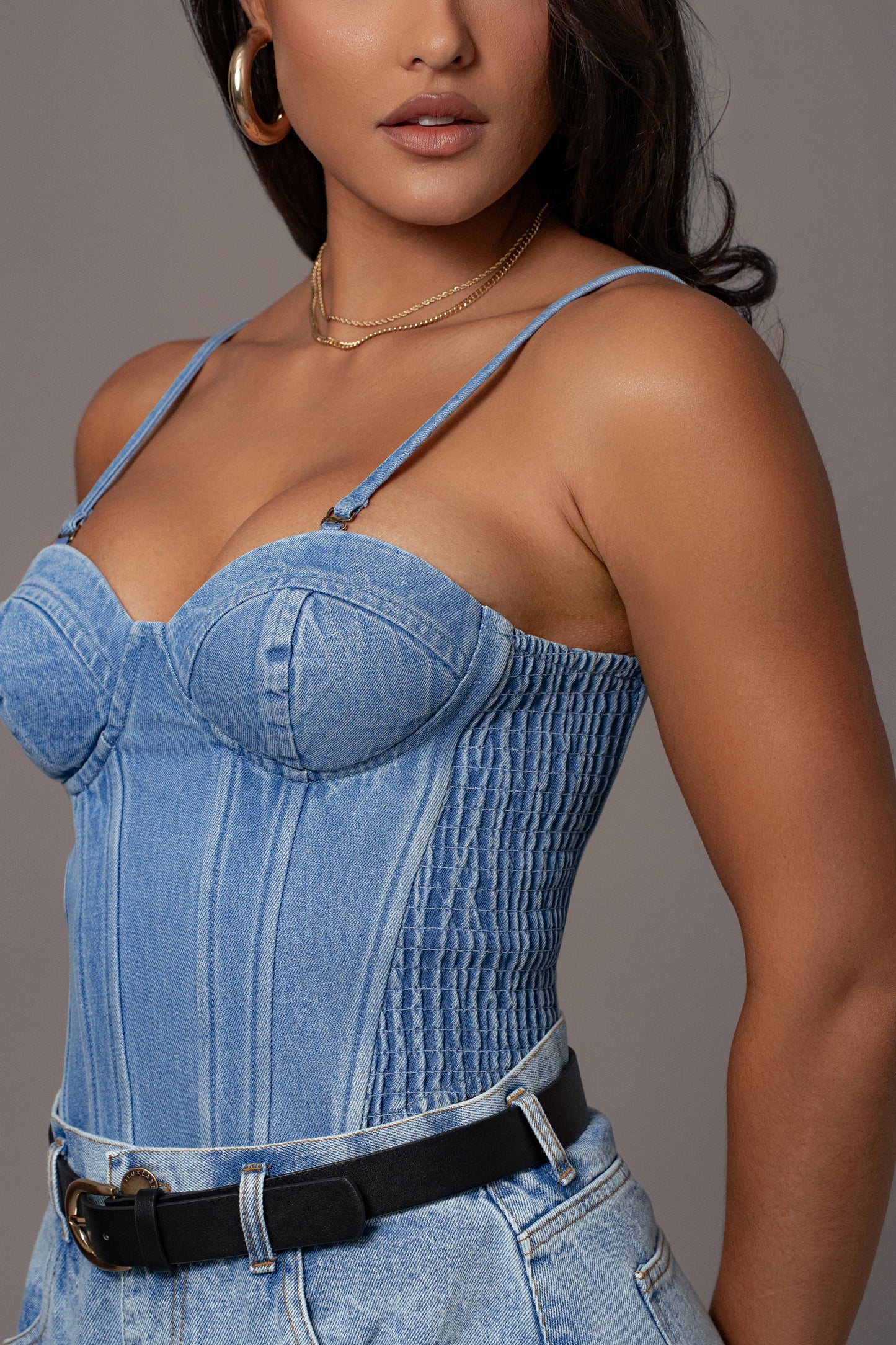 Medium Wash Denim Marsella Sweetheart Corset