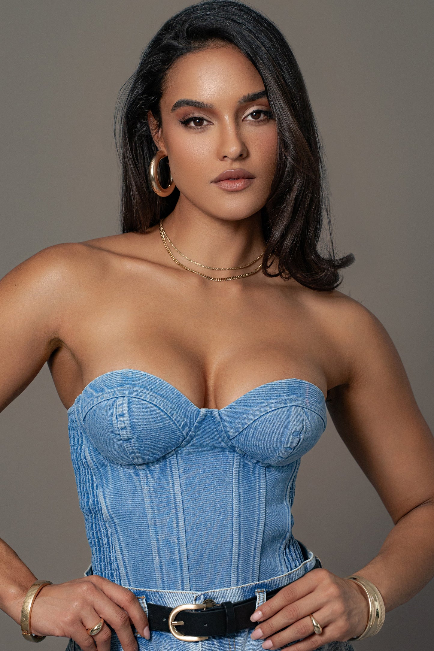 Medium Wash Denim Marsella Sweetheart Corset