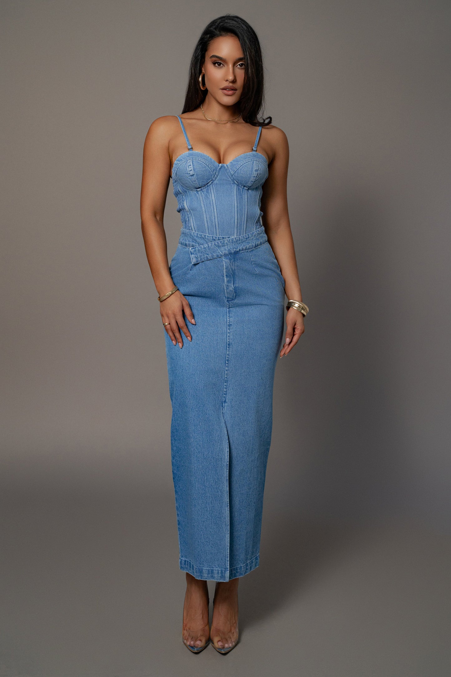 Medium Wash Denim Marsella Sweetheart Corset
