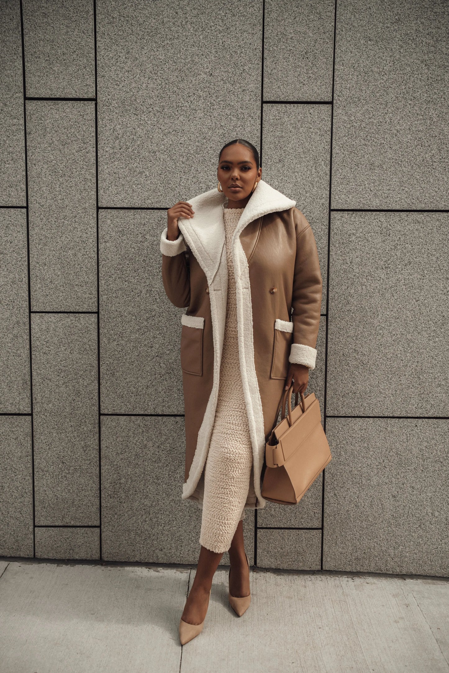 Tan Jaida Reversible Teddy Coat JLUXLABEL