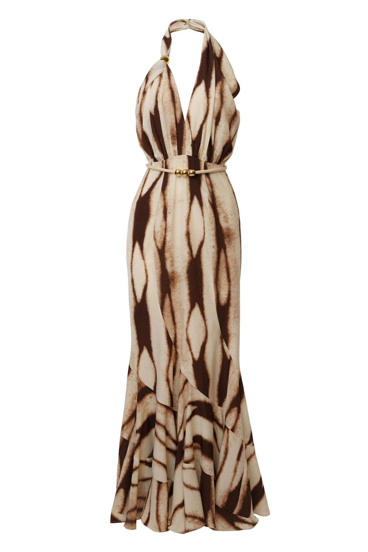 Ivory Desert Glow Flared Maxi Dress JLUXLABEL