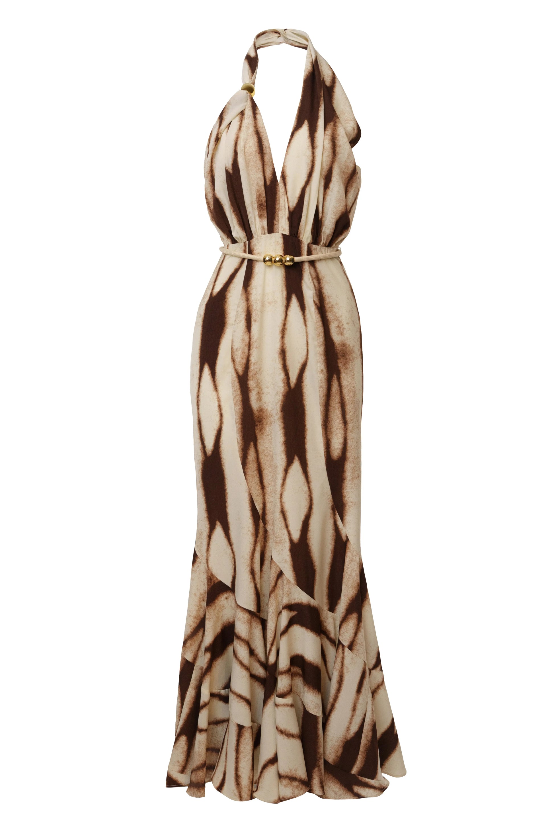 Ivory Desert Glow Flared Maxi Dress JLUXLABEL
