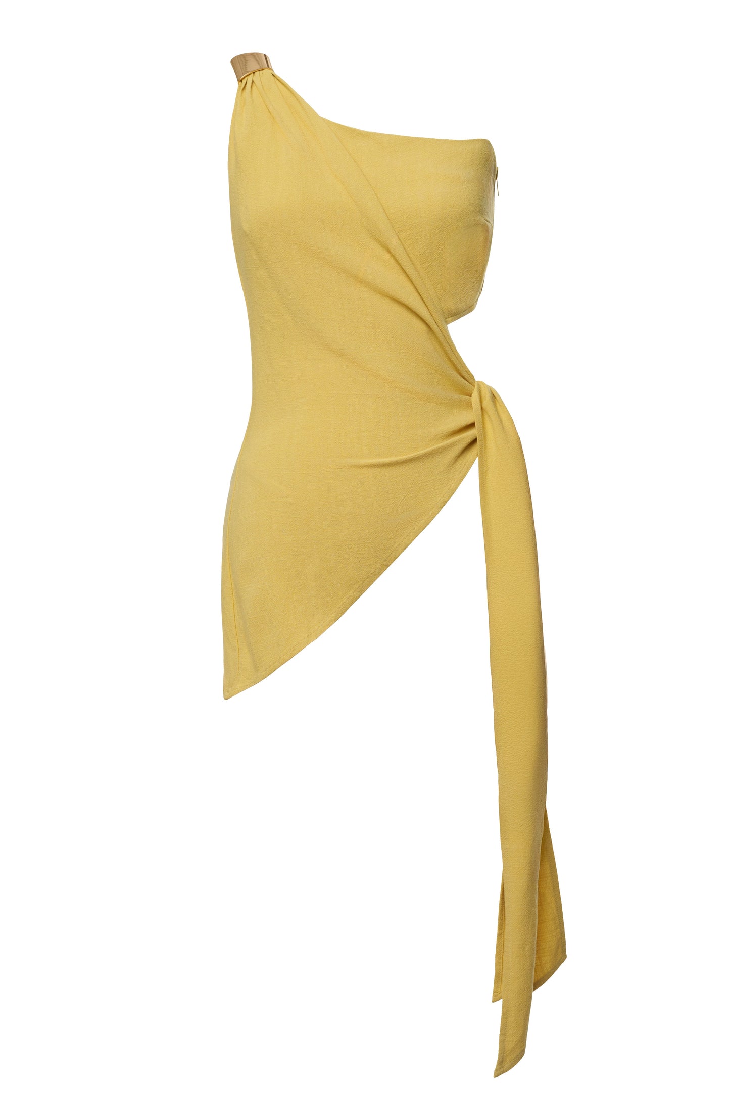 Yellow Palmera One Shoulder Top JLUXLABEL