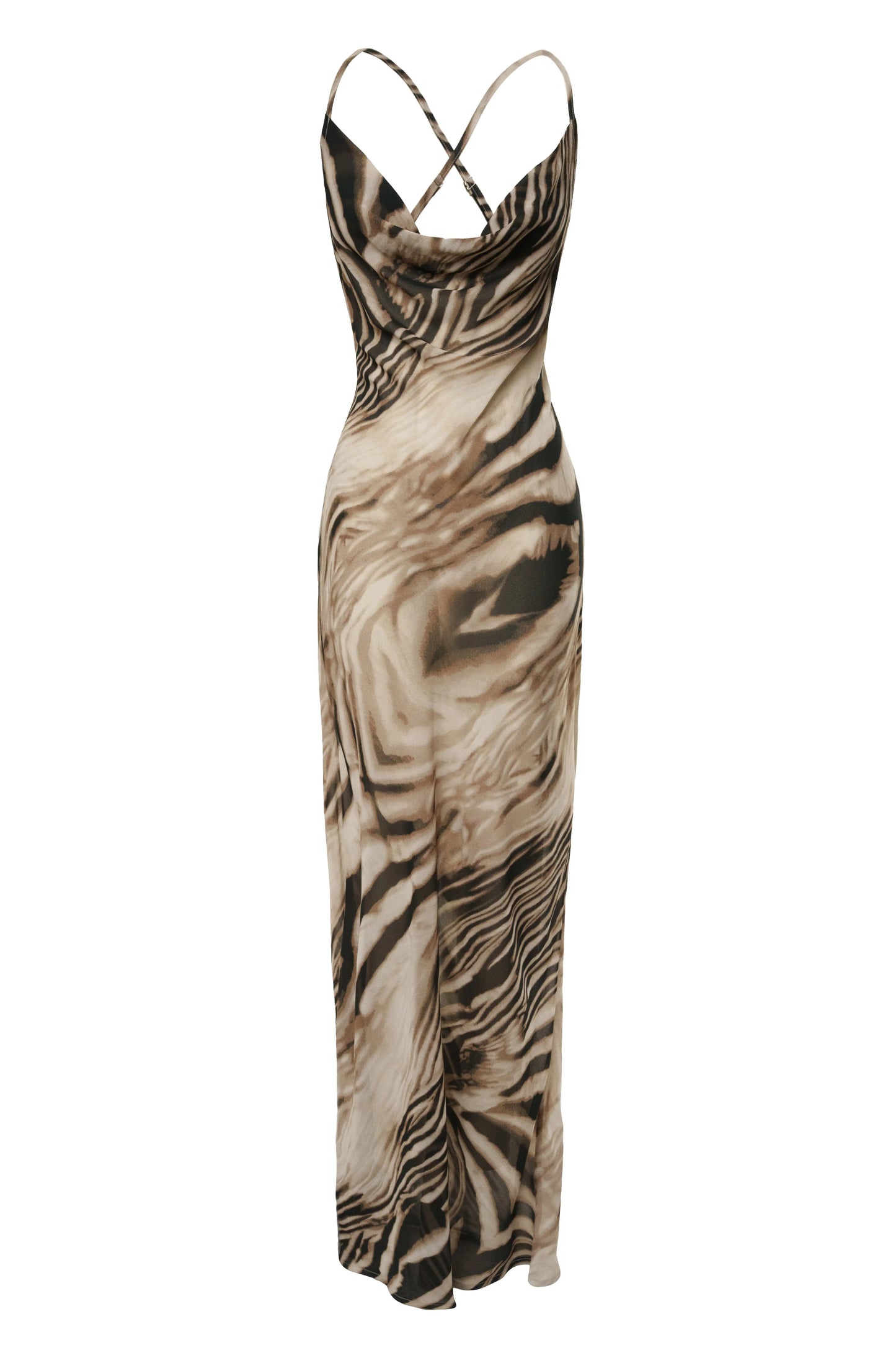 Brown Zebra Print Infinite Journey Maxi Dress JLUXLABEL