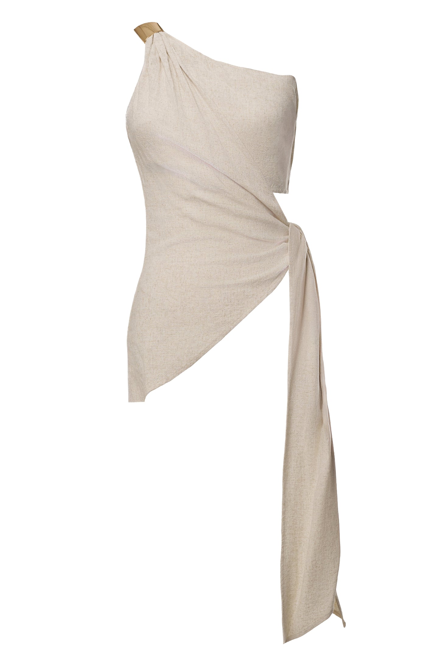 Beige Palmera One Shoulder Top JLUXLABEL