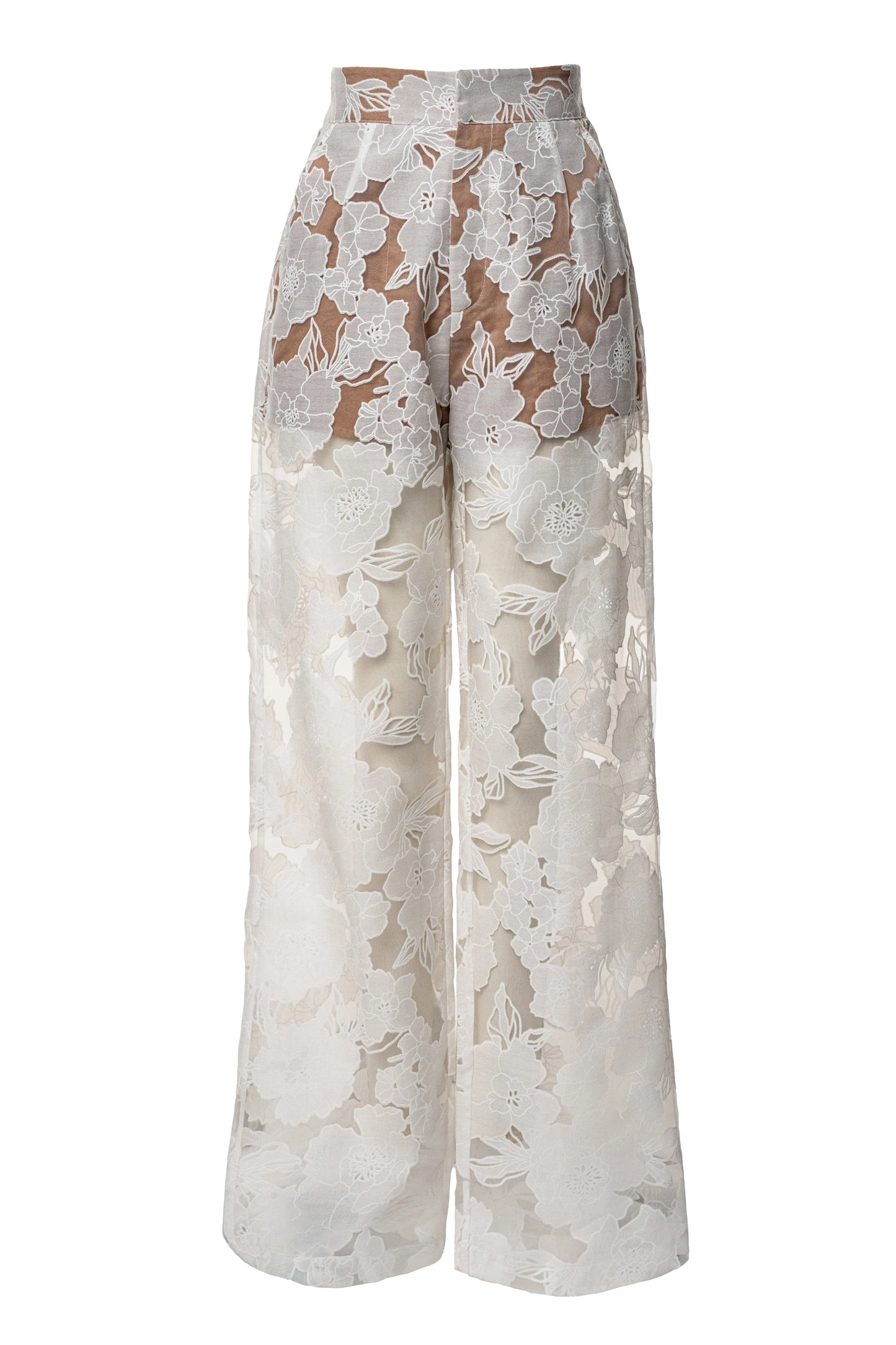 Ivory Organza Floral Pant JLUXLABEL