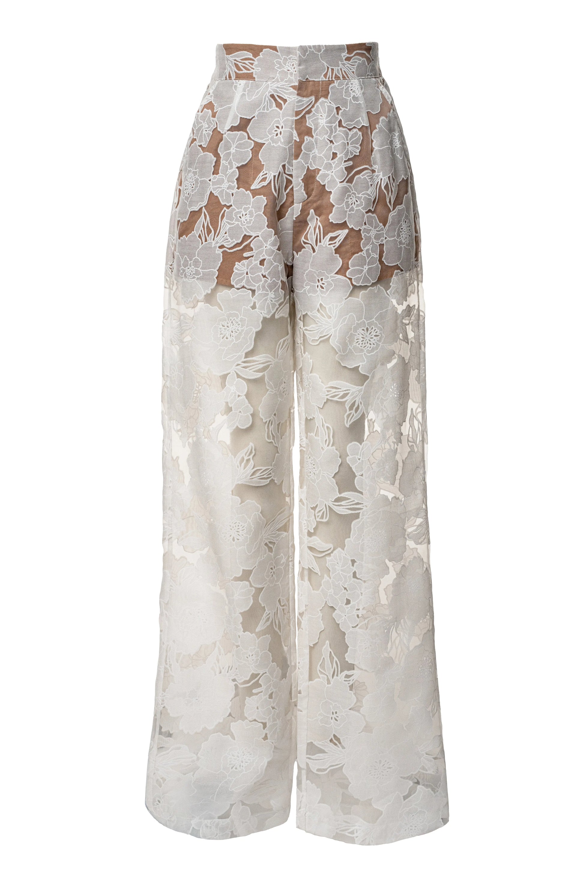 Ivory Organza Floral Pant JLUXLABEL