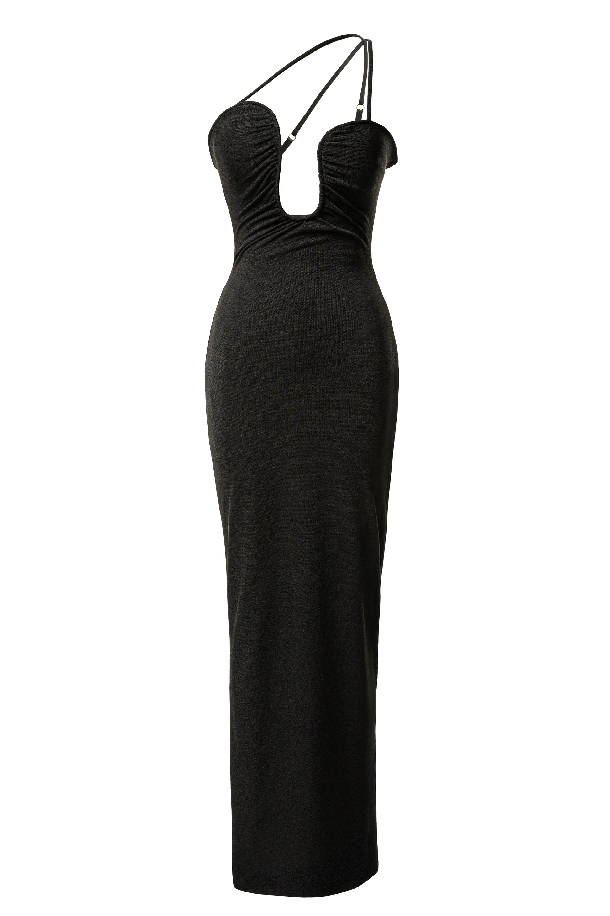Black Eclipse Plunge Neck Dress JLUXLABEL