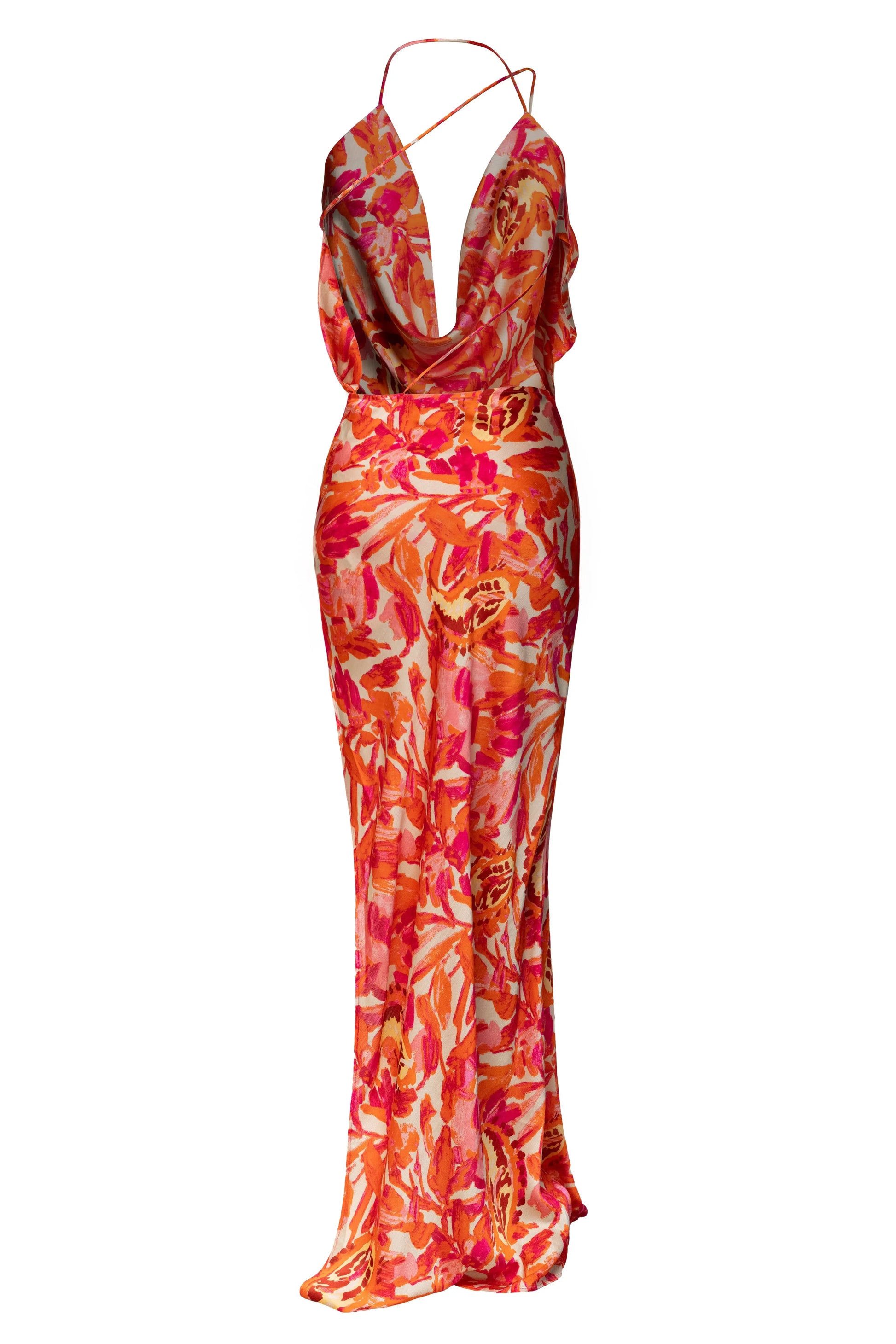 Pink Delmara Cowl Maxi Dress JLUXLABEL