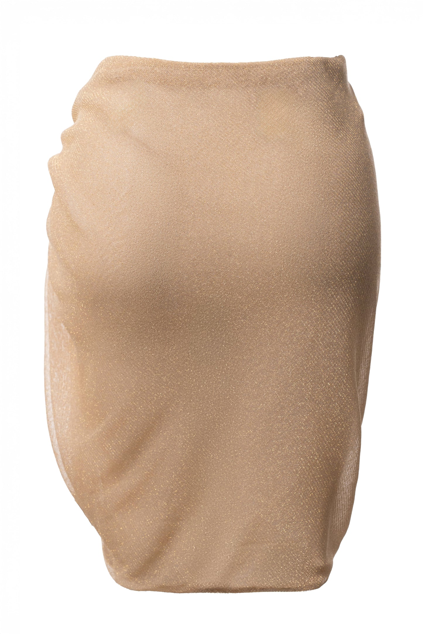 Tan Dreamscape Lurex Knit Mini Skirt