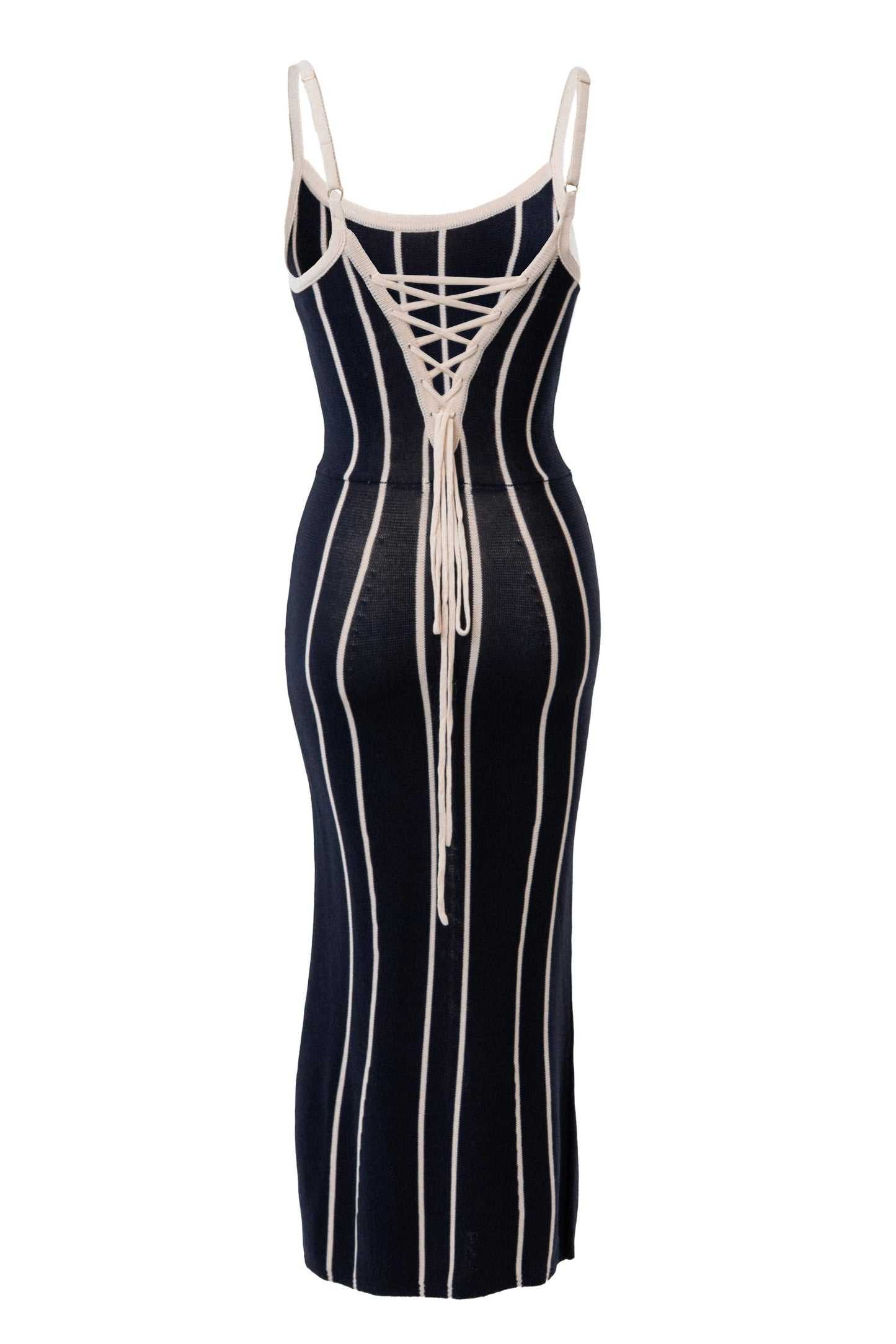 Navy/Ivory Parallel Elegance Midi Dress JLUXLABEL