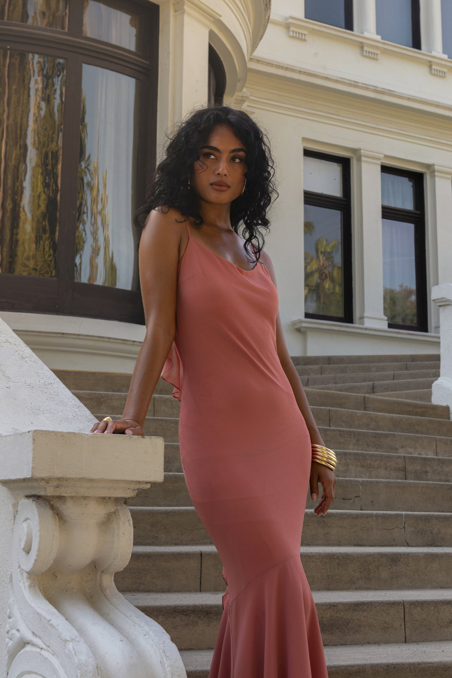 Peach  Midnight Romance Maxi Dress JLUXLABEL