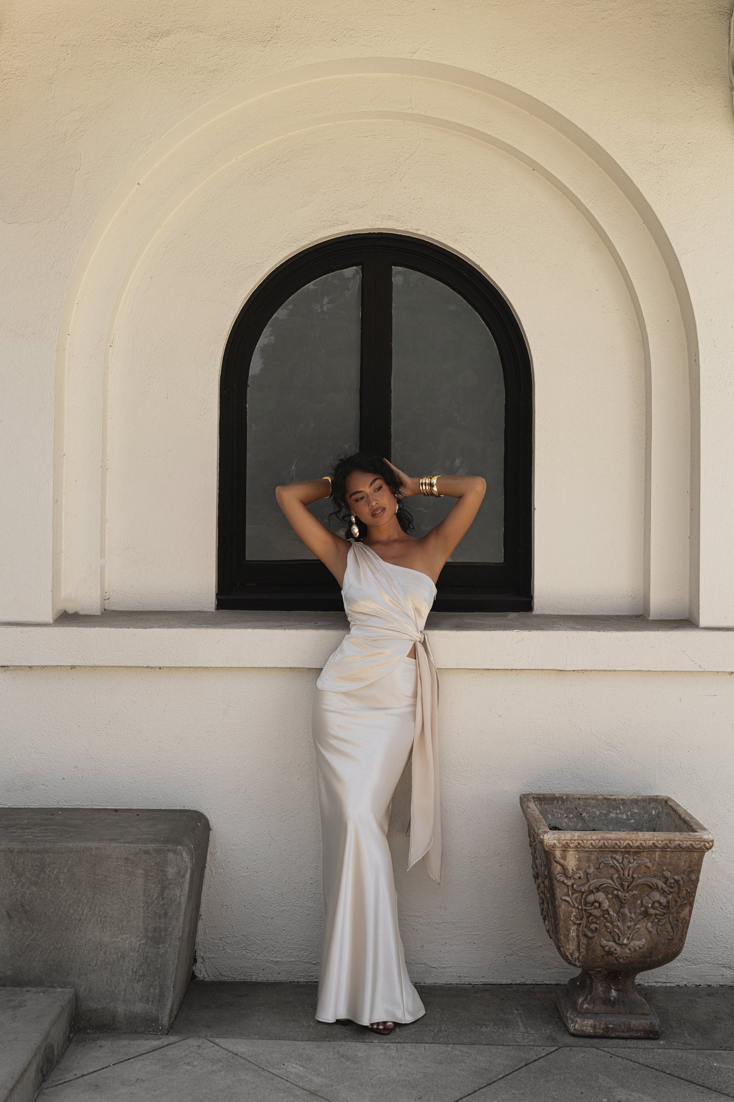 Ivory Palmera Satin Top JLUXLABEL