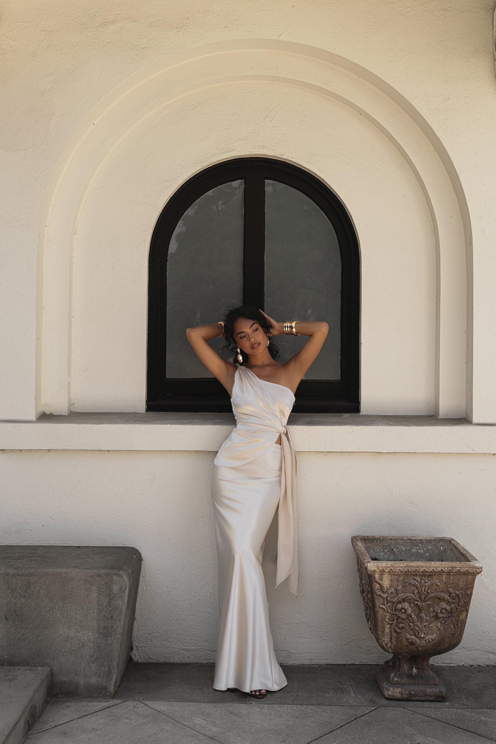 Ivory Palmera Satin Top JLUXLABEL