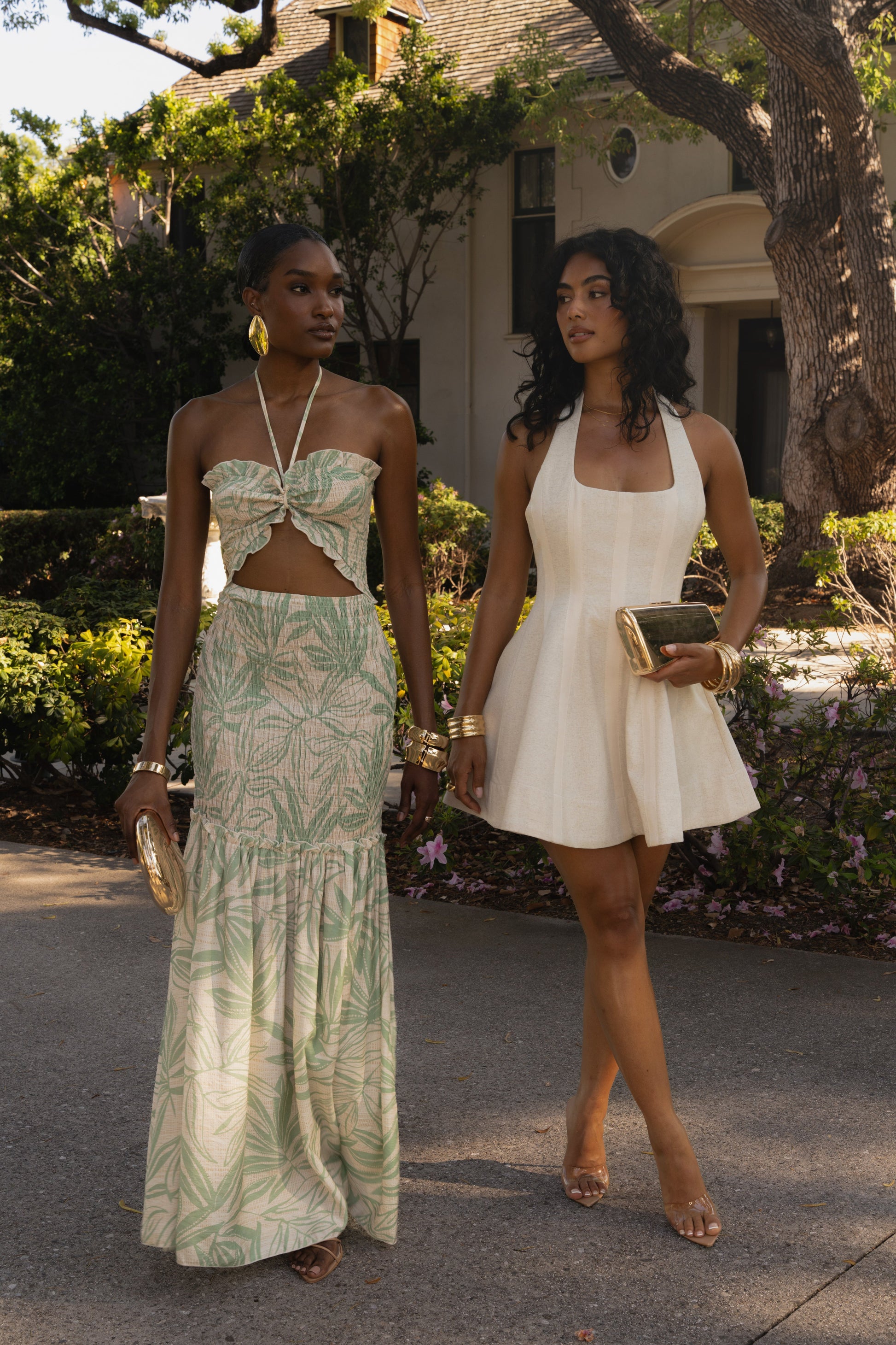 Green Print Emma Smocked Maxi Dress JLUXLABEL