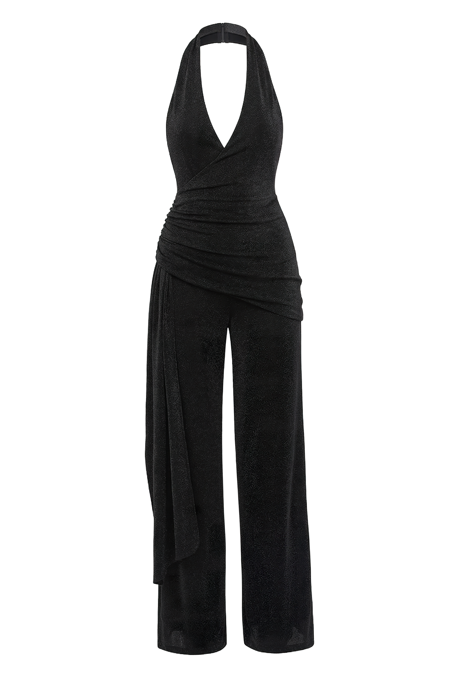 Black Rustic Charm Halter Jumpsuit JLUXLABEL