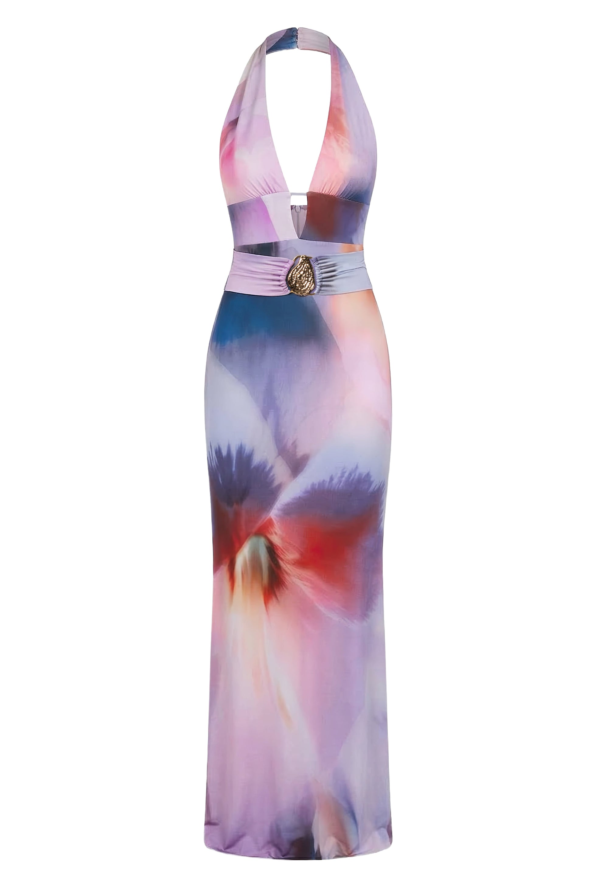 Purple Floral Blossom Print Maxi Dress JLUXLABEL