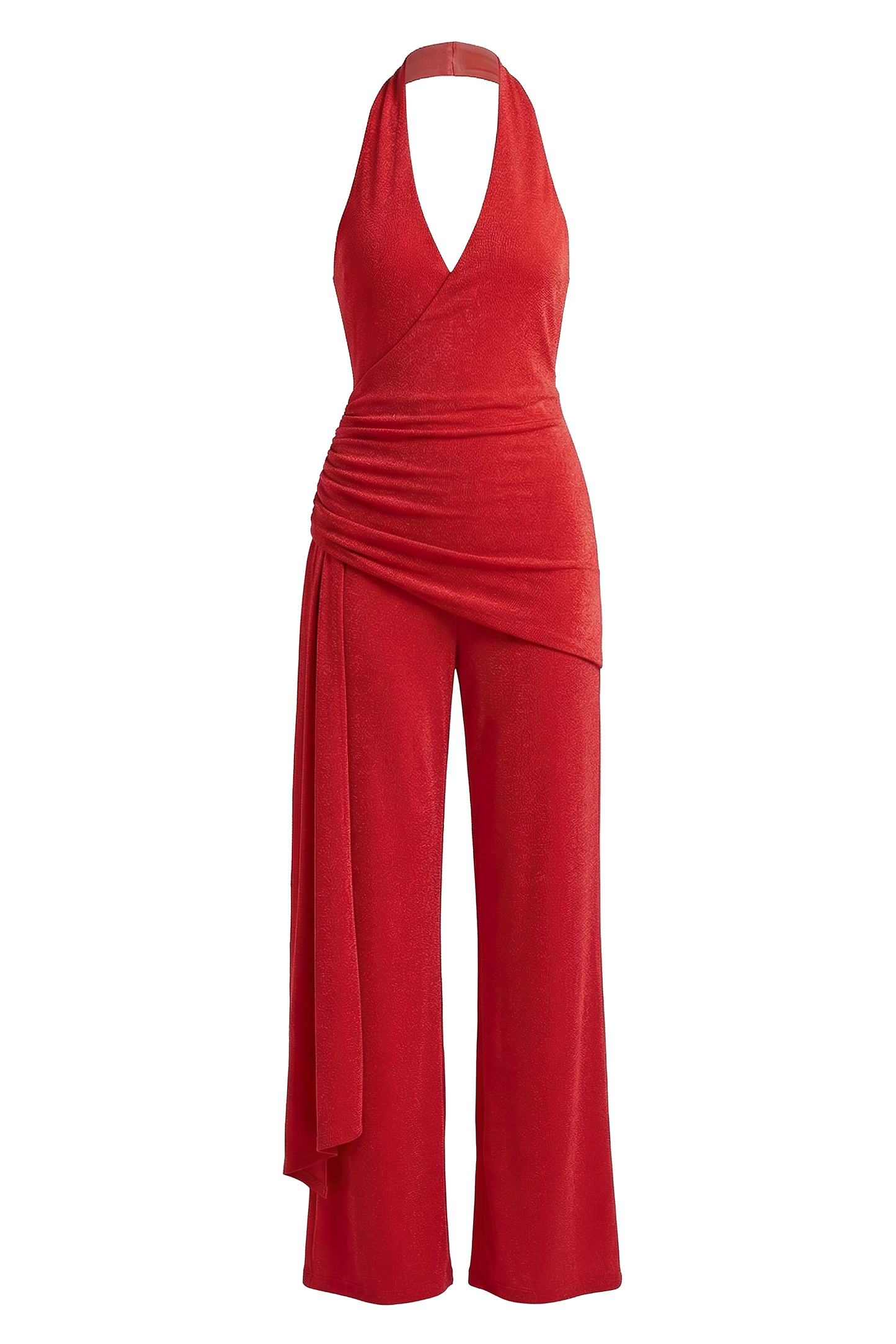 Red Rustic Charm Halter Jumpsuit JLUXLABEL