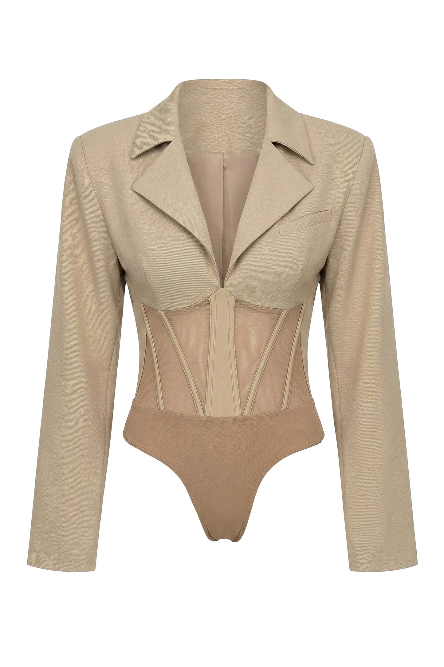 Stone Downtown Blazer Bodysuit JLUXLABEL