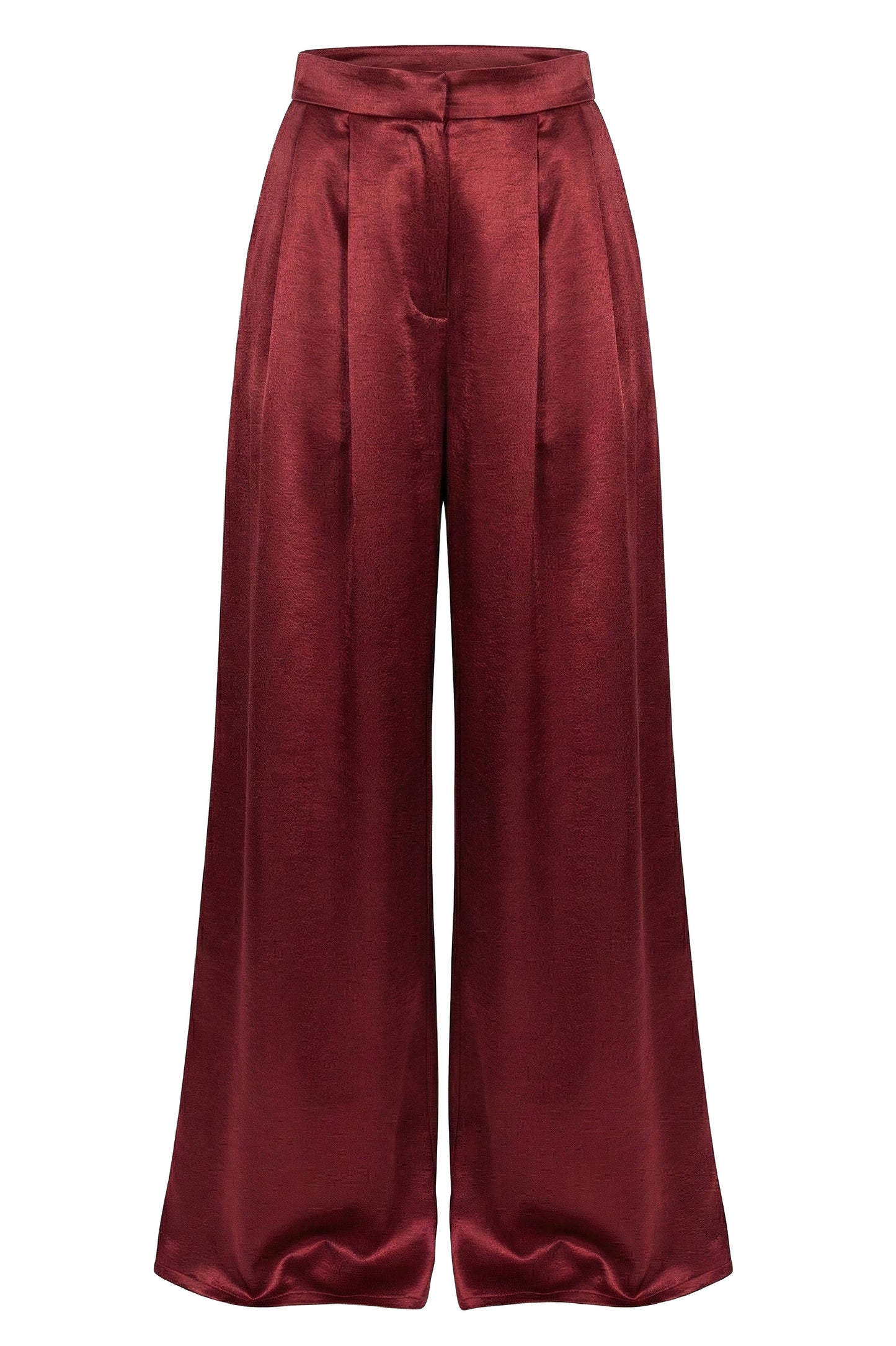 Burgundy Satin Bliss Pleated Pant