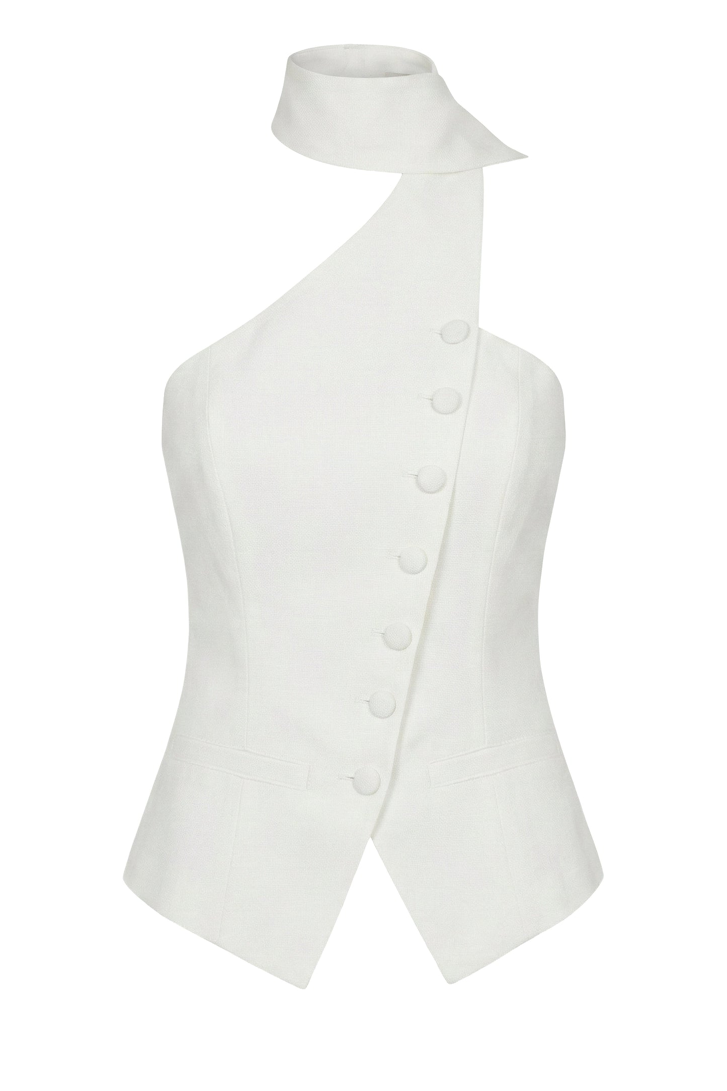 PRE-ORDER Ivory Asymmetric Scarf Top JLUXLABEL
