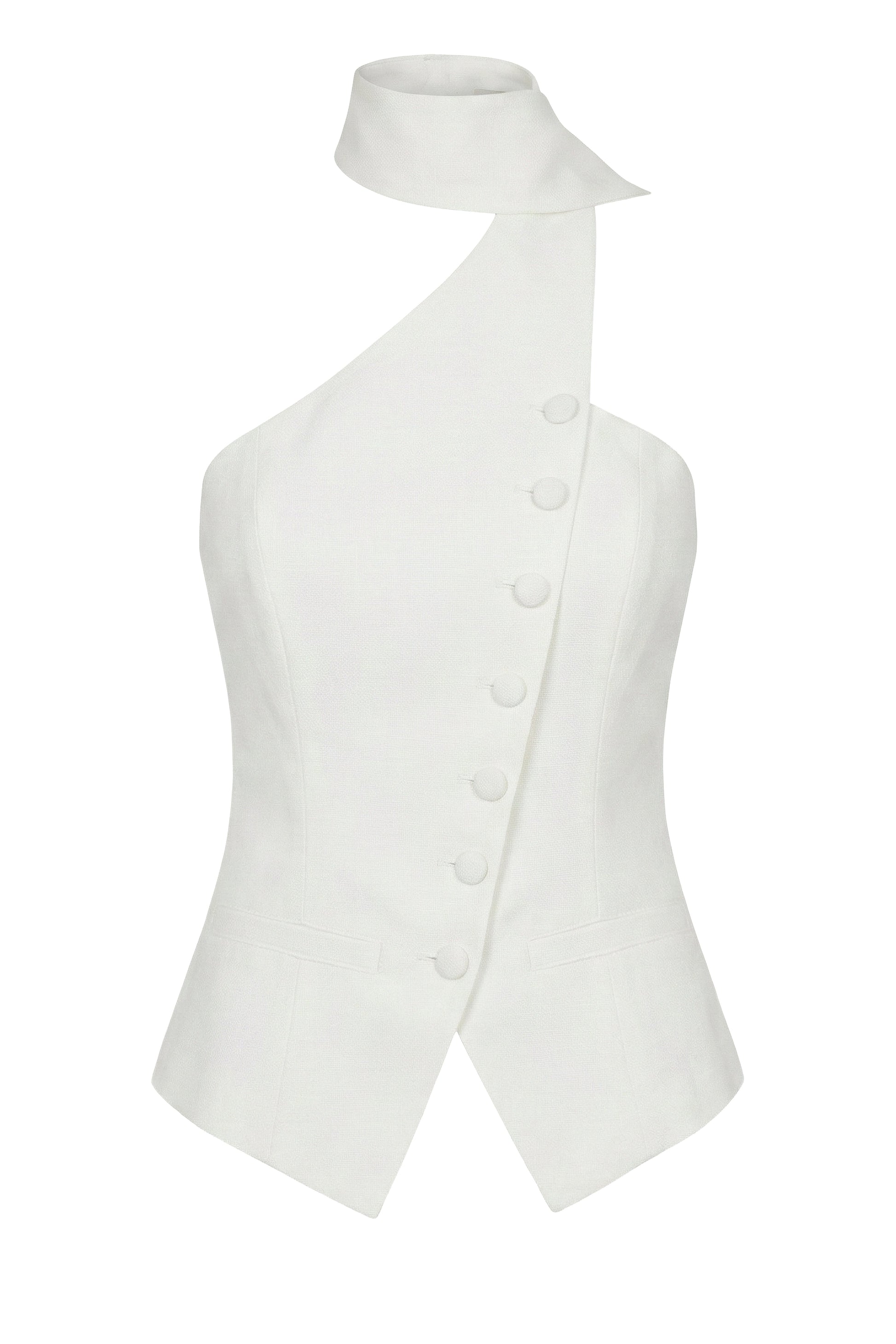 PRE-ORDER Ivory Asymmetric Scarf Top JLUXLABEL