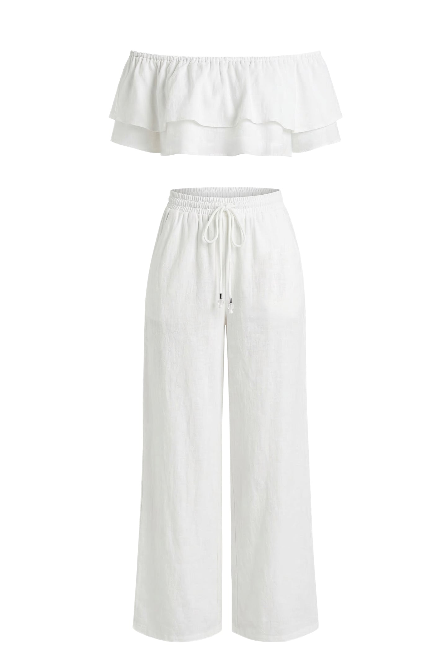 White Marina Two-Piece Pant Set JLUXLABEL